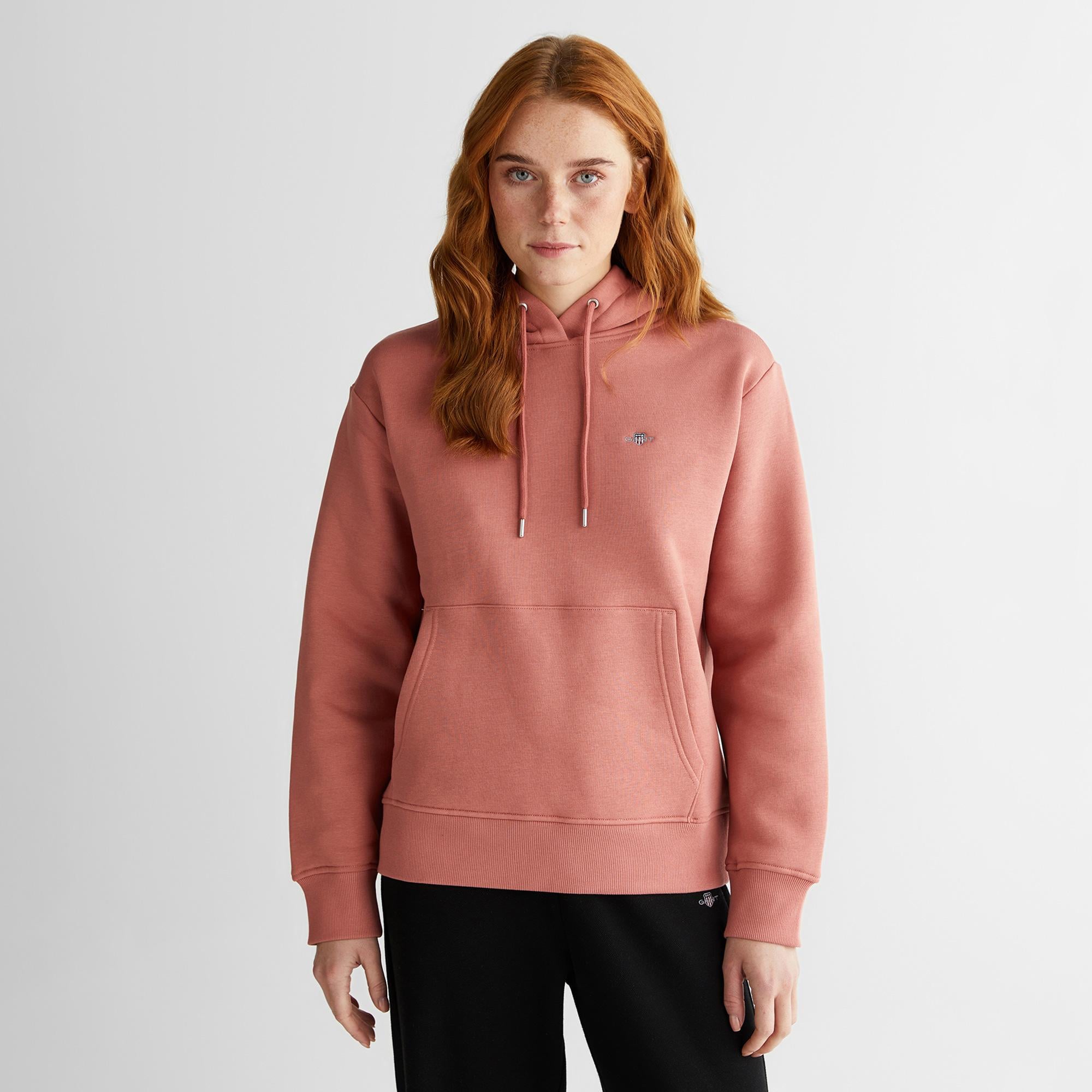 GANT Kadın Pembe Relaxed Fit Kapüşonlu Sweatshirt