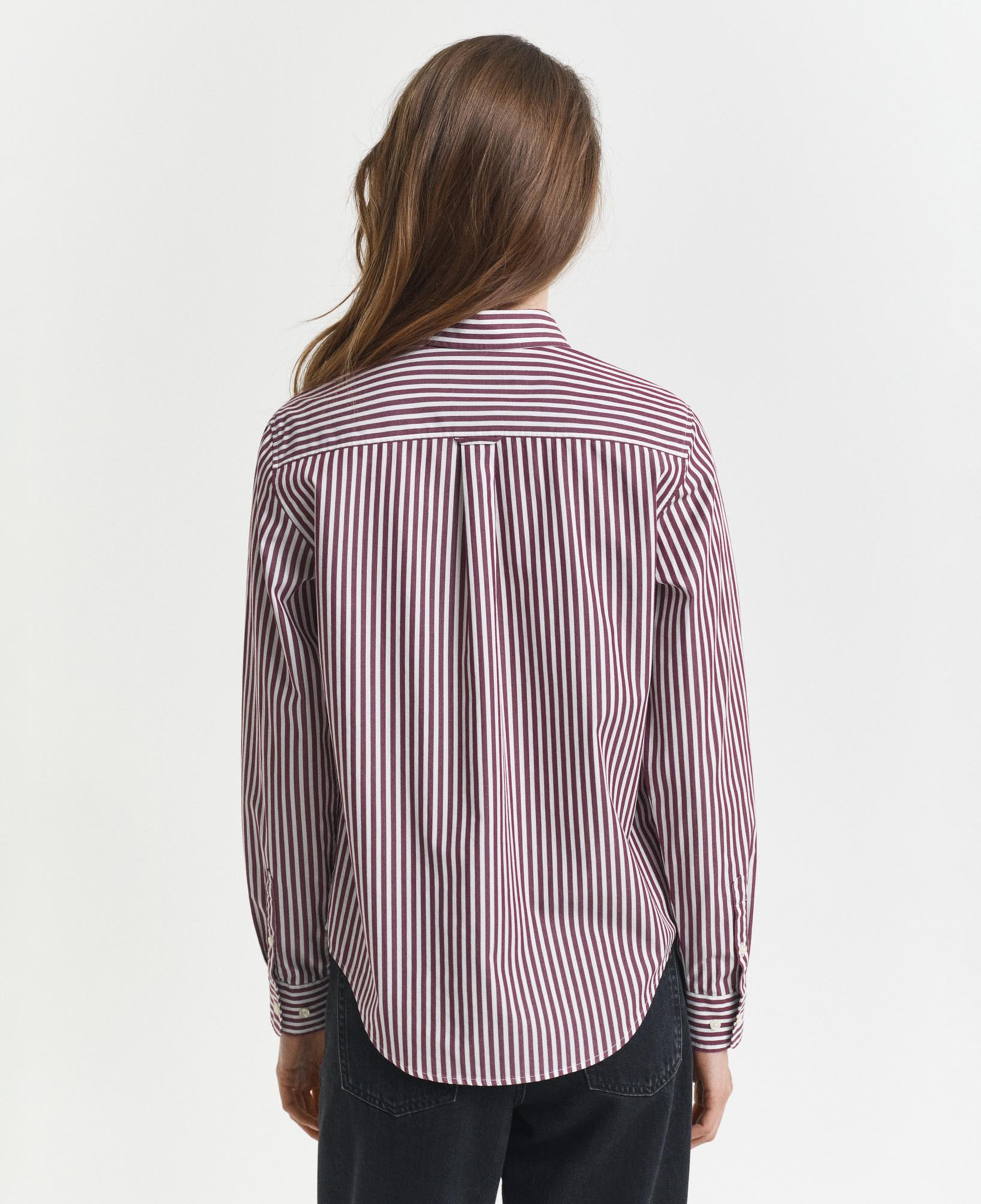 GANT Kadın Bordo Regular Fit Klasik Yaka Çizgili Gömlek