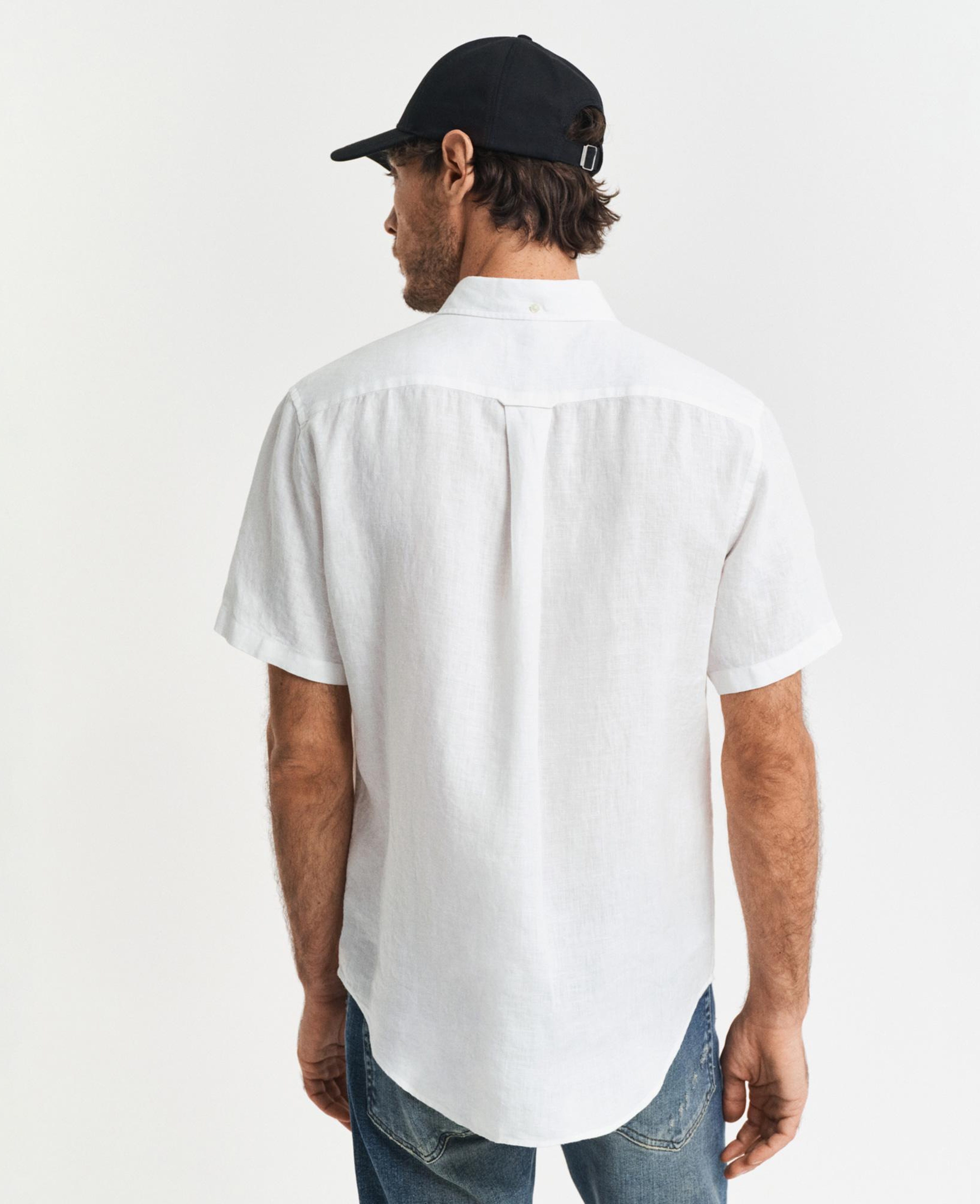GANT Erkek Beyaz Regular Fit Düğmeli Yaka Keten Gömlek