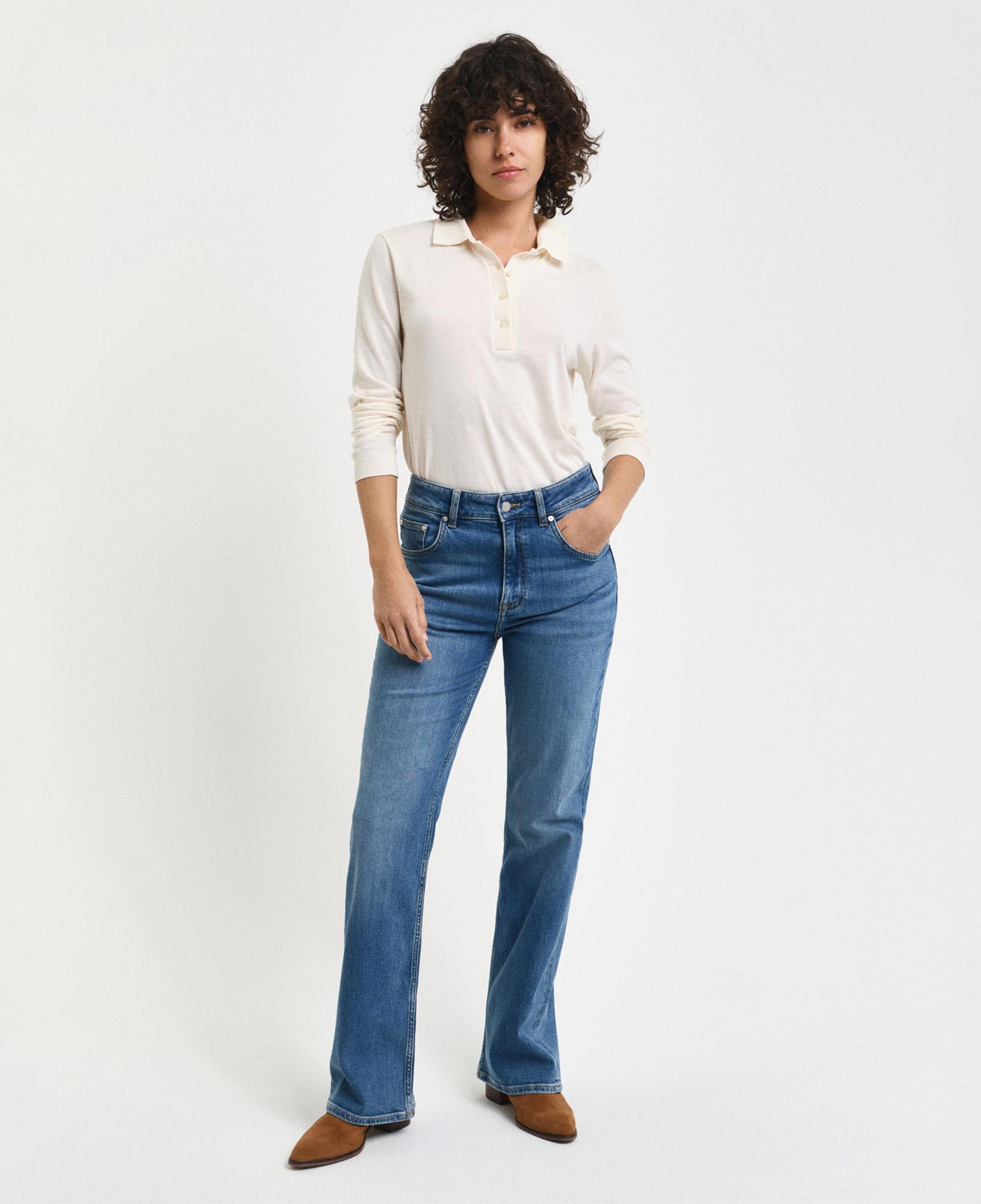 GANT Kadın Mavi Slim Fit Flare Jean Pantolon