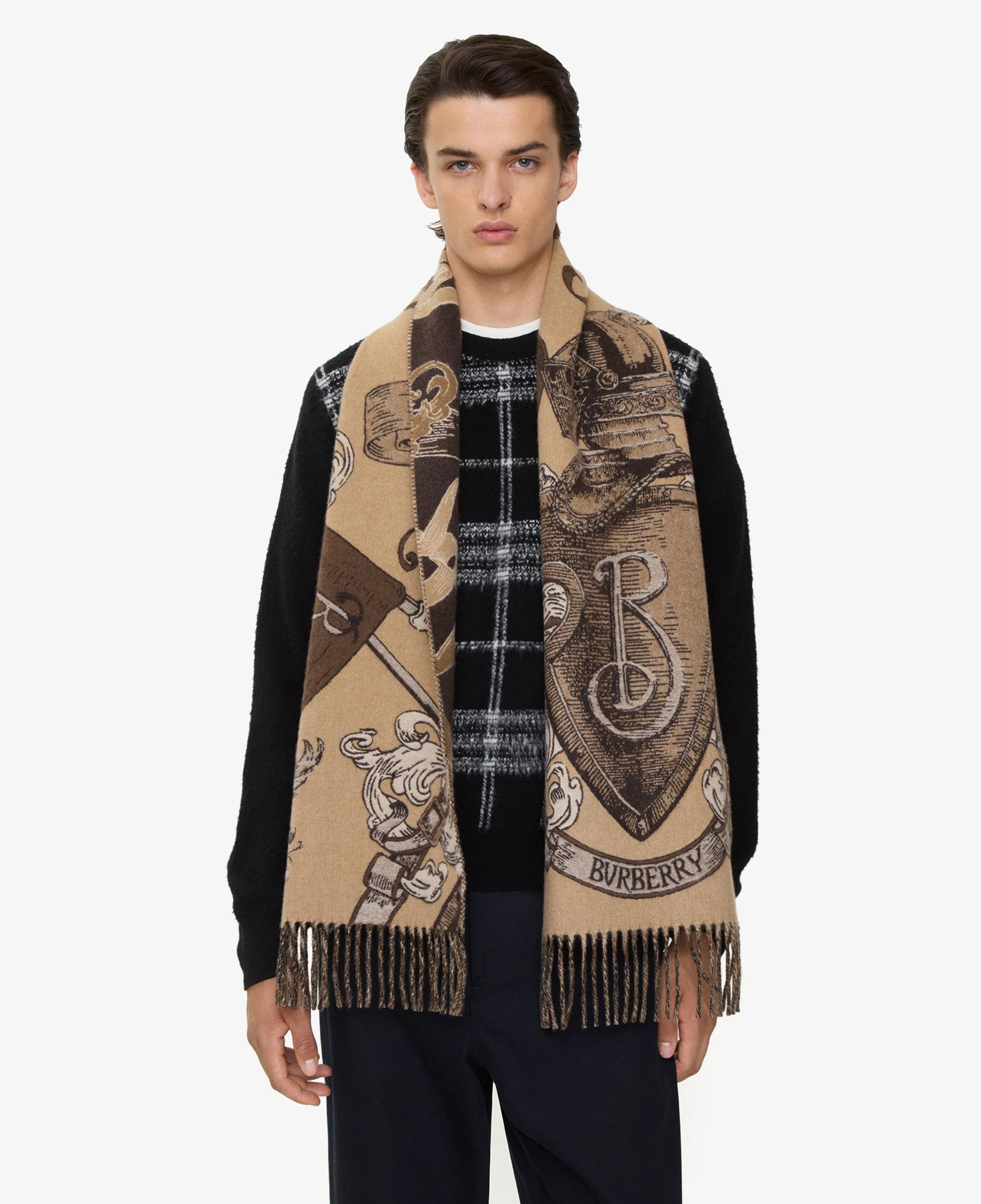 Burberry Etched Knight Kadın Bej Atkı