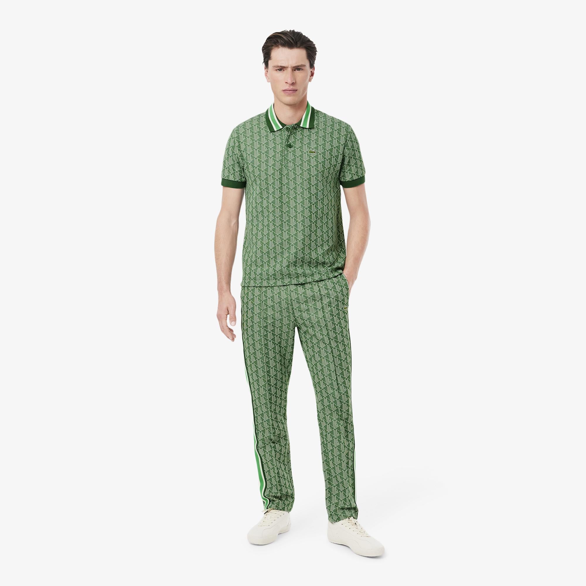 Paris Erkek Regular Fit Monogram Yeşil Eşofman Altı