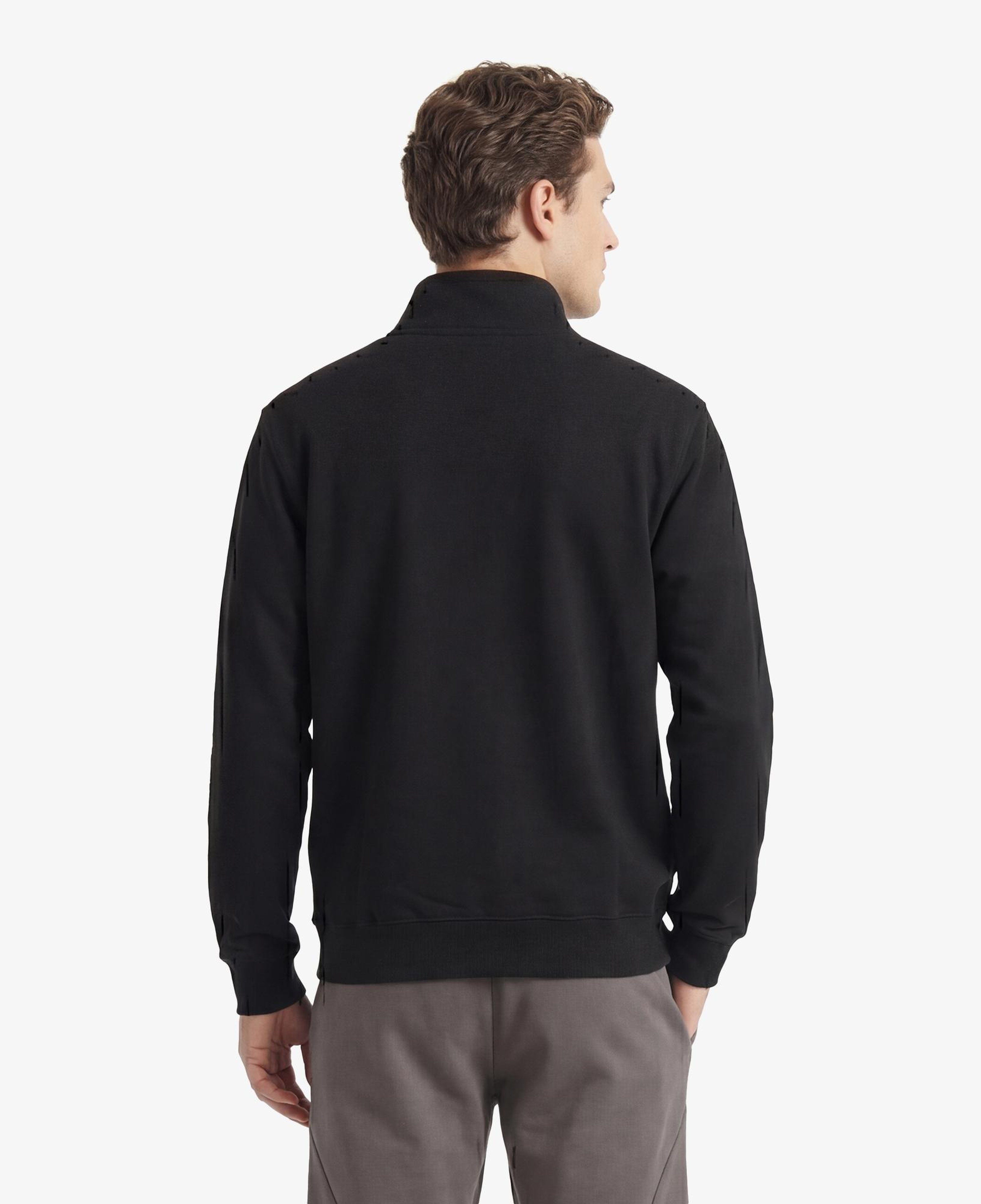 Converse Retro Collared Quarter-Zip Crew Erkek Siyah Sweatshirt