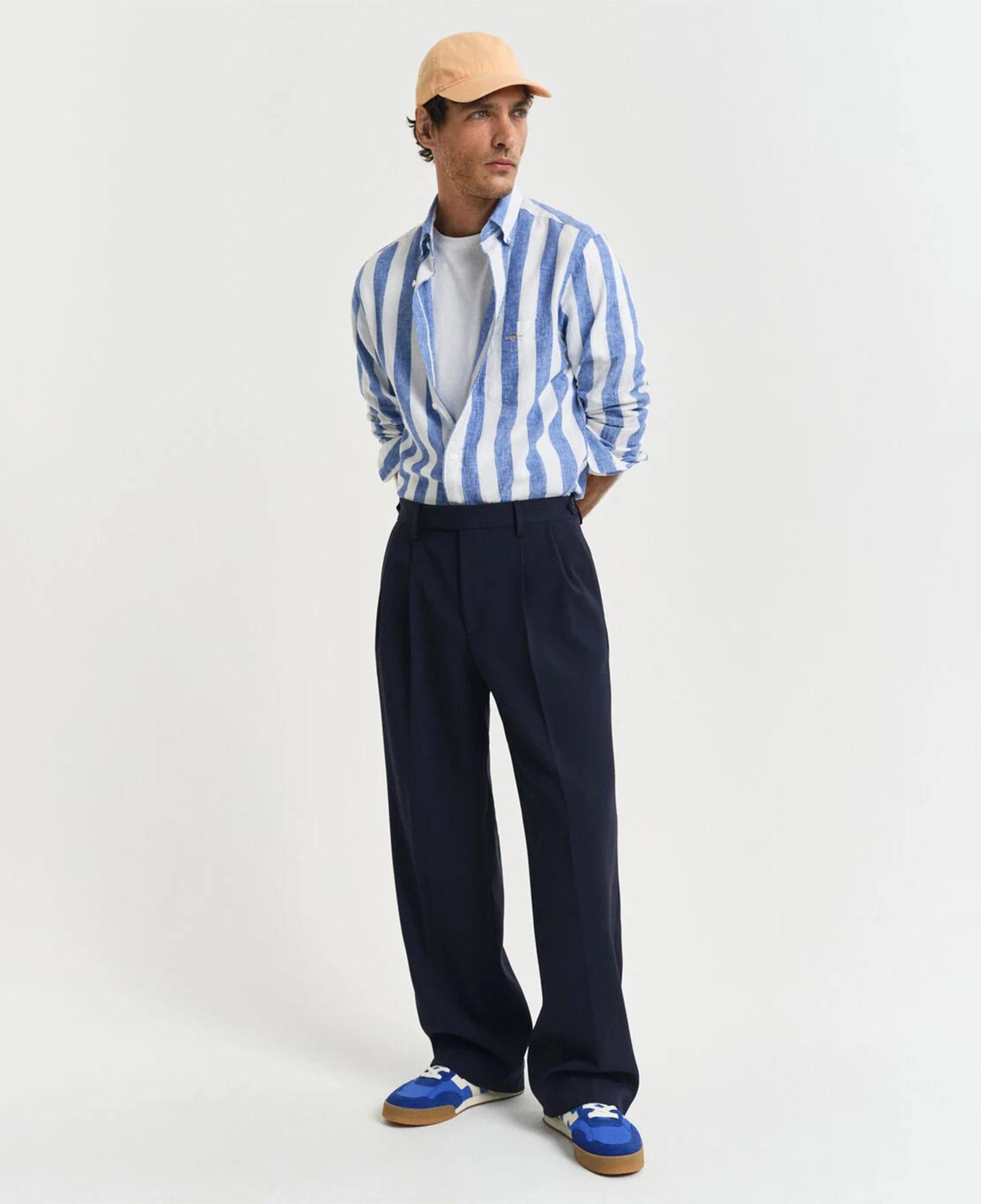 GANT Erkek Mavi  Regular Fit Düğmeli Yaka Çizgili Gömlek