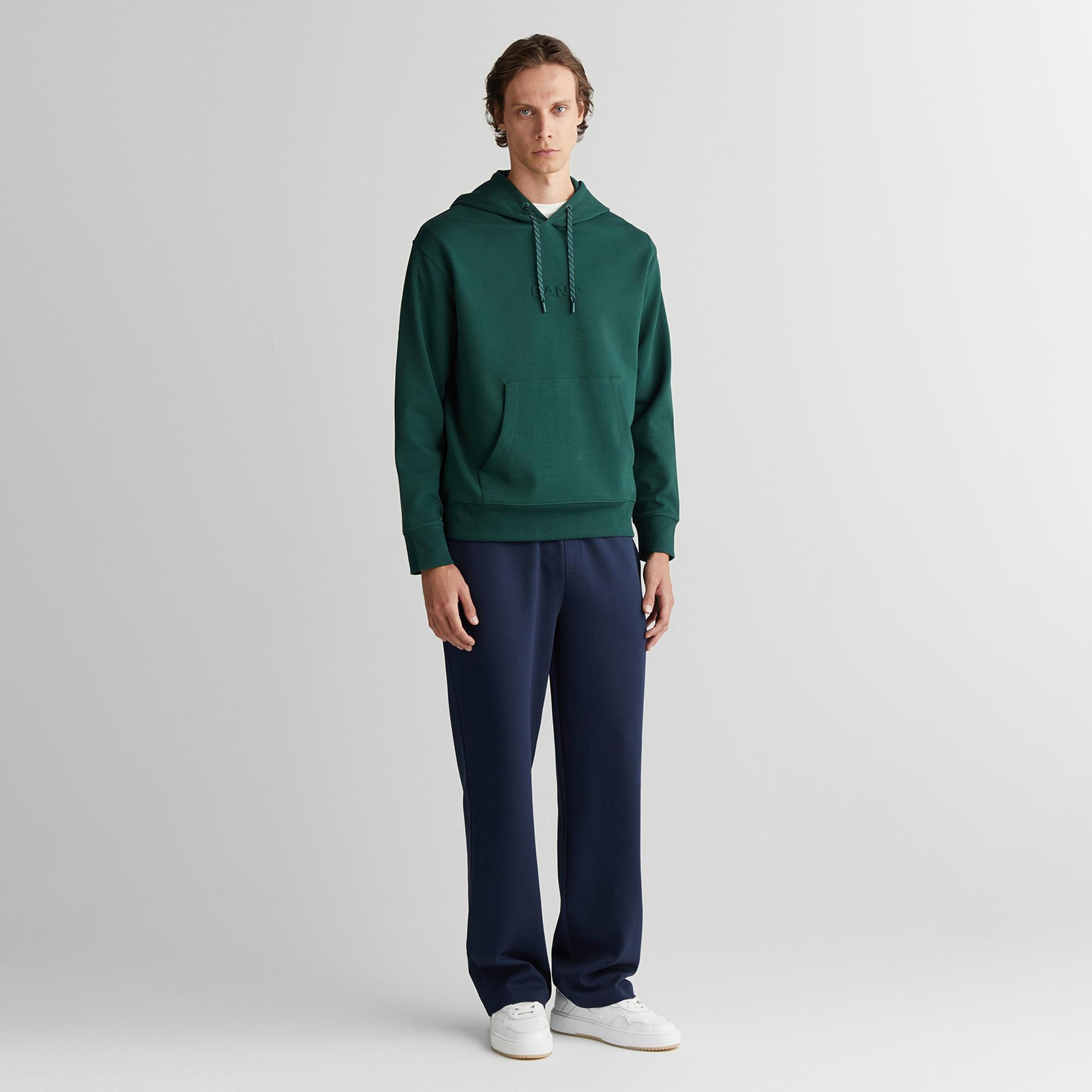 Erkek Yeşil Relaxed Fit Kapüşonlu Sweatshirt