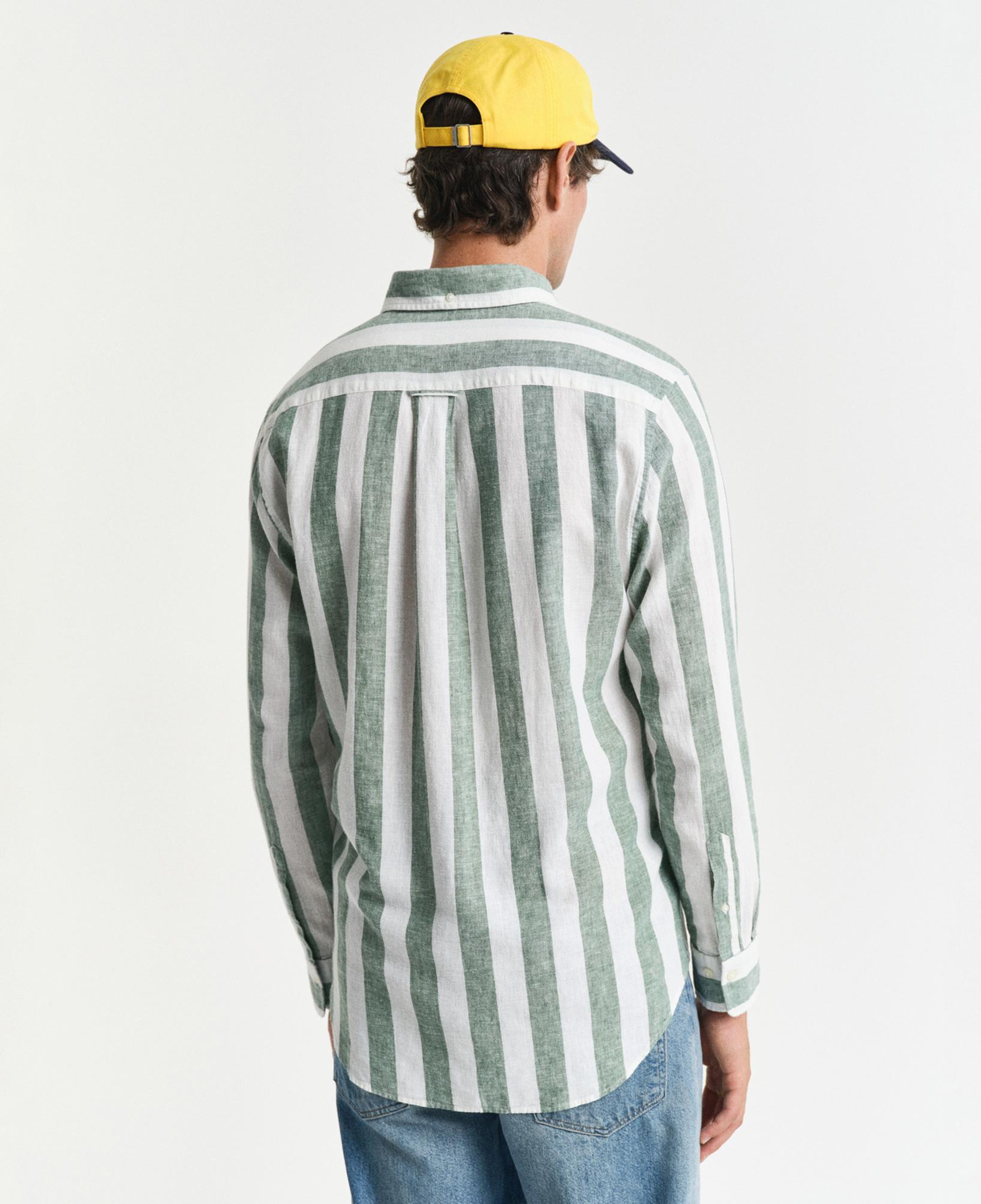 GANT Erkek Yeşil Regular Fit Düğmeli Yaka Çizgili Gömlek