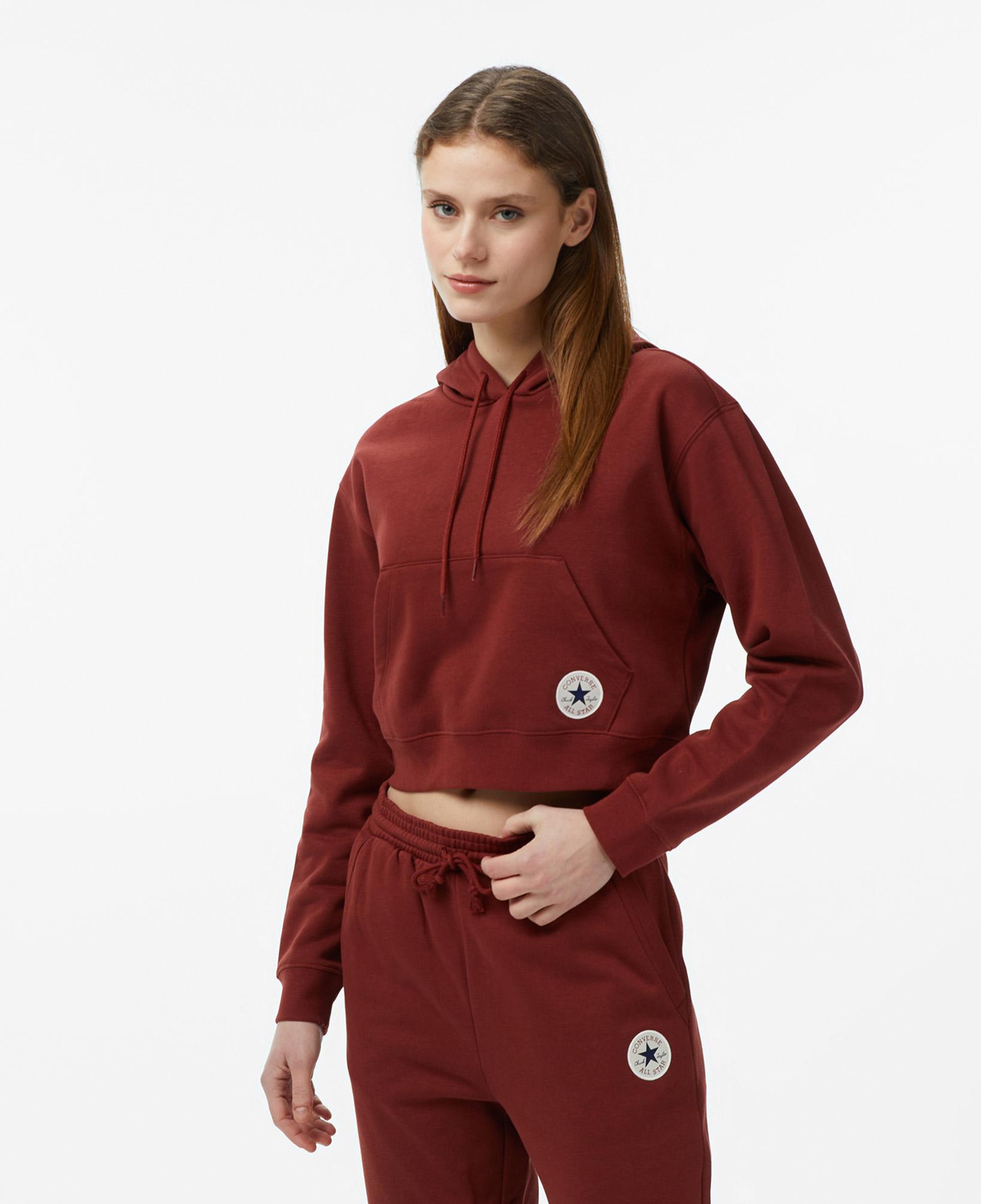 Converse Classic Kadın Bordo Crop Sweatshirt