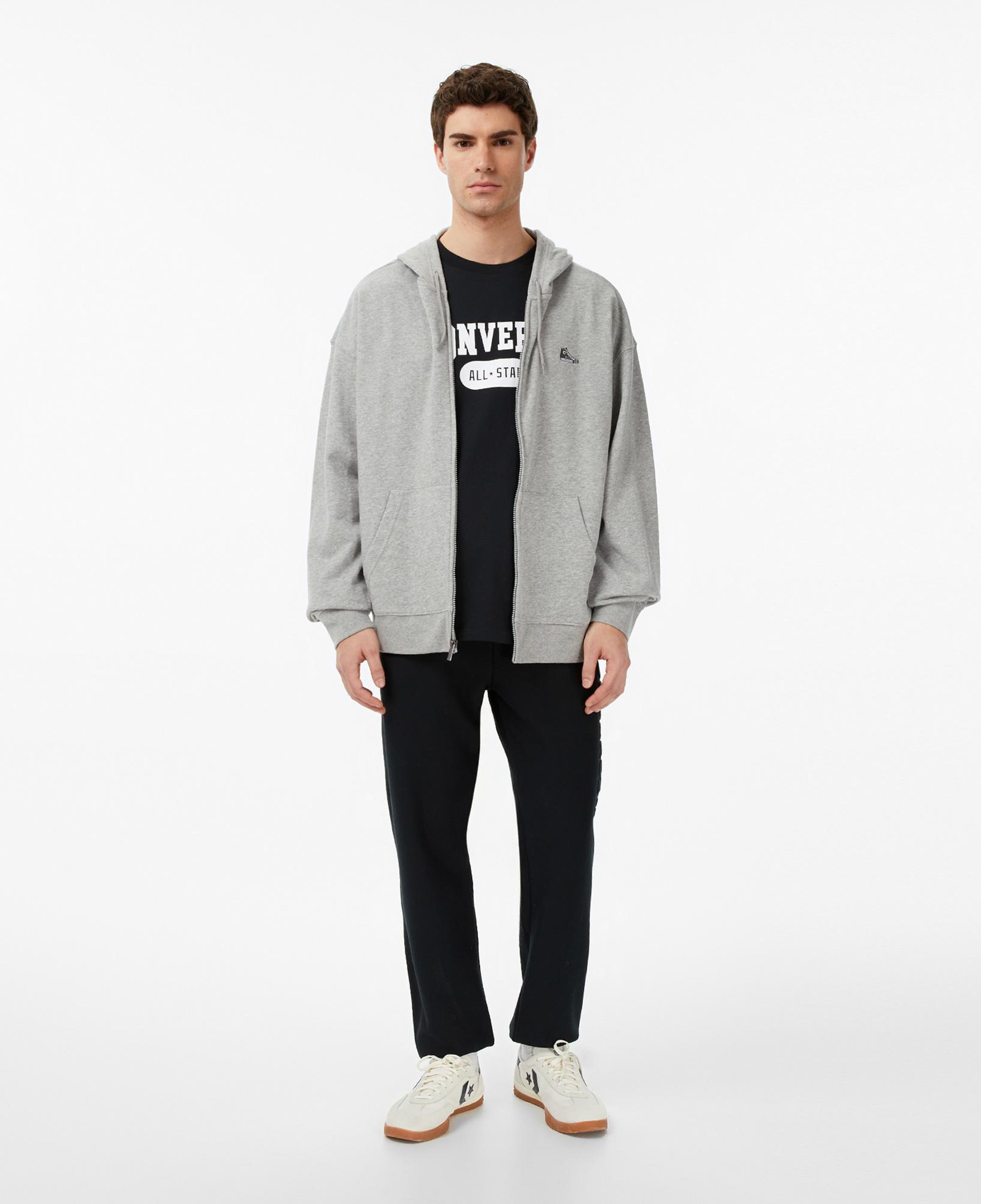 Converse Loose Fit Sneaker Patch Full Zip Erkek Gri Sweatshirt
