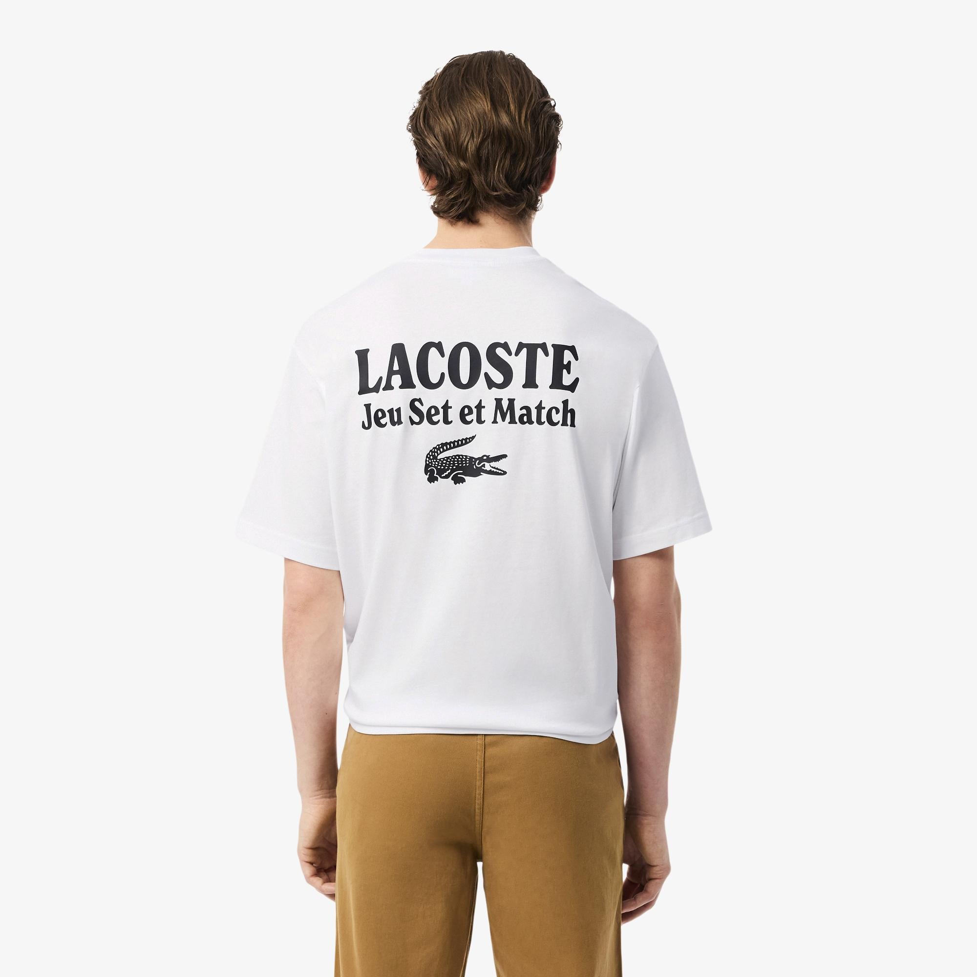 Lacoste Heavy Fit Printed Erkek Beyaz T-Shirt