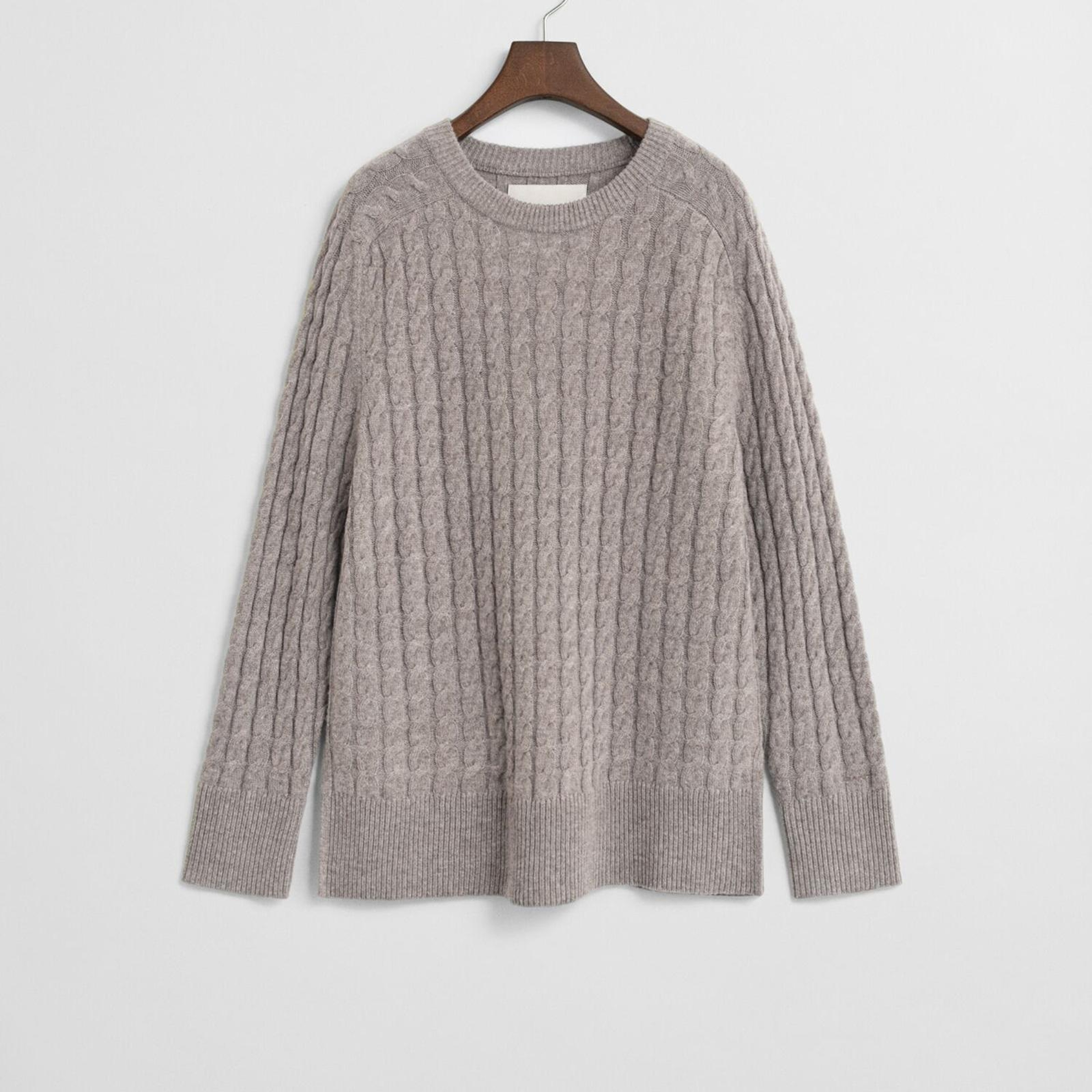 GANT Kadın Bej Relaxed Fit Bisiklet Yaka Yün Karışımlı Triko