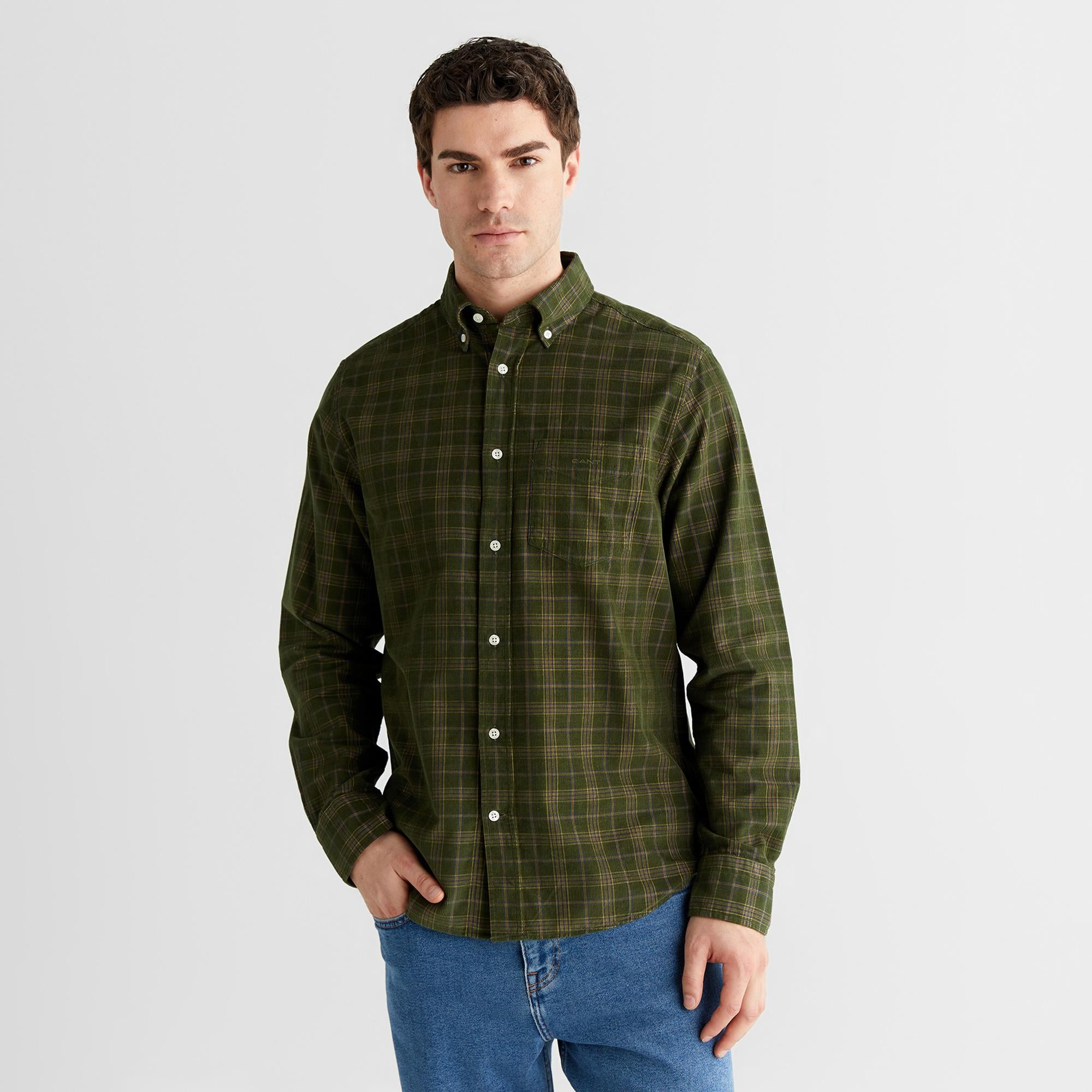 GANT Erkek Yeşil Regular Fit Düğmeli Gömlek