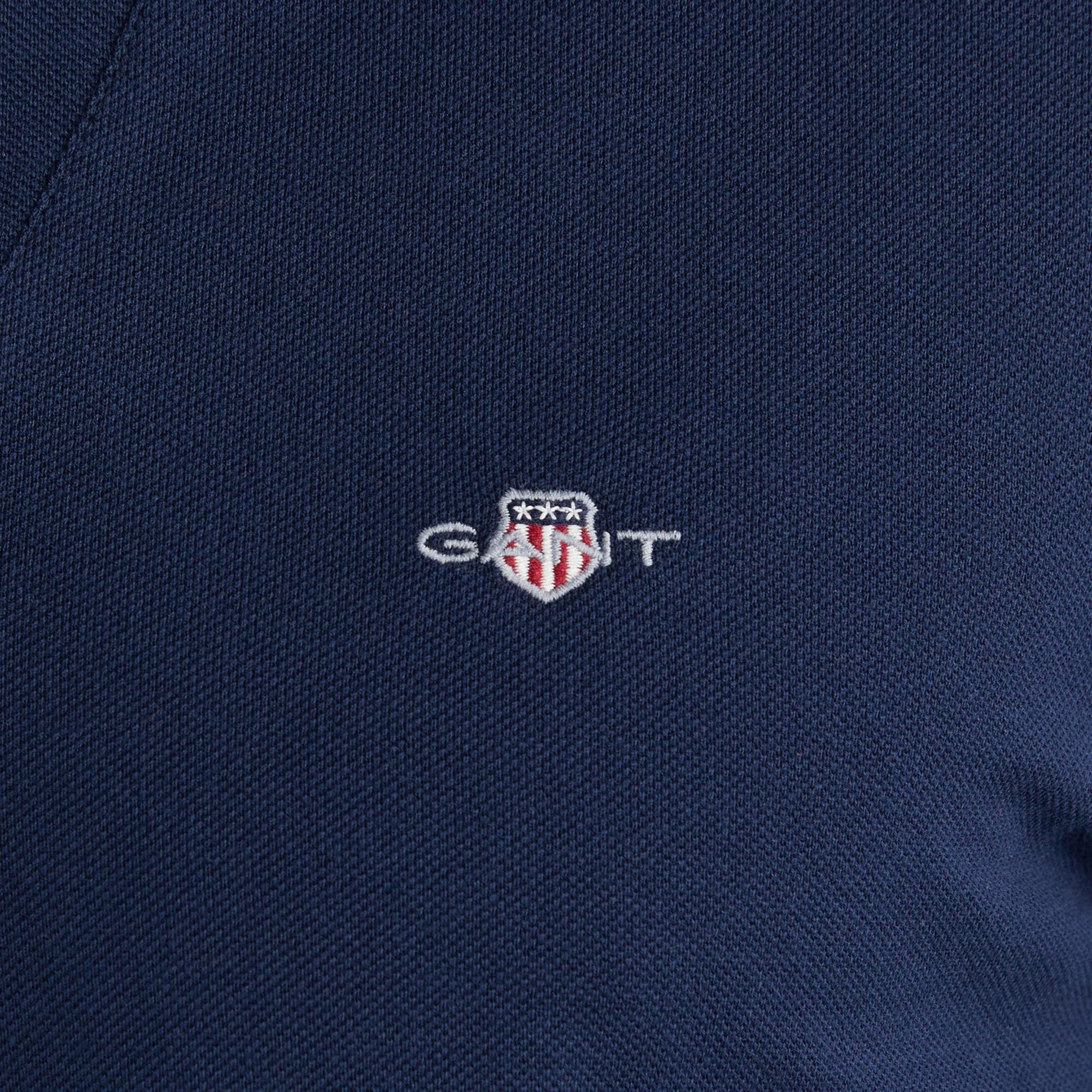 GANT Erkek Lacivert Slim Fit V Yaka Polo