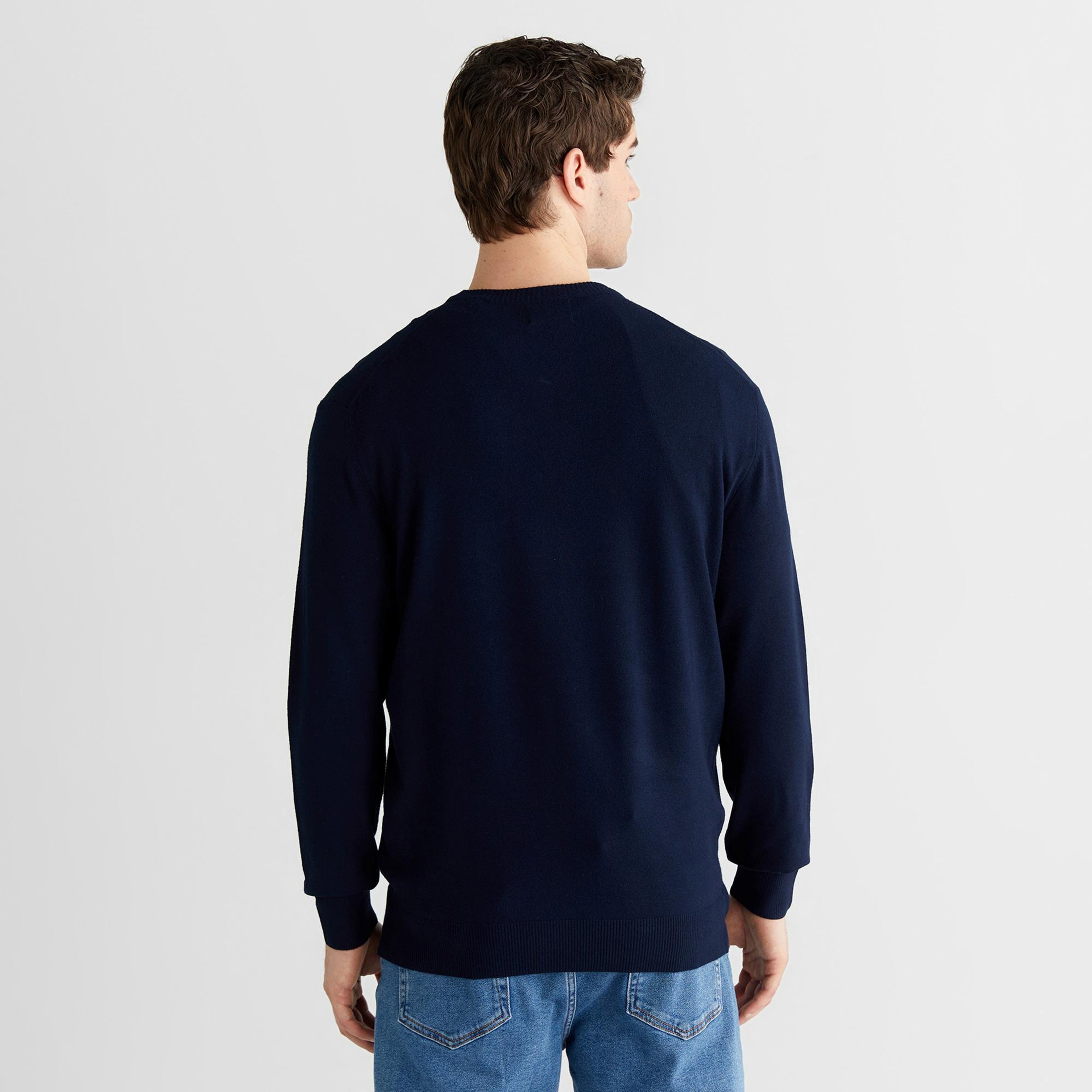 GANT Erkek Lacivert Standart Fit Bisiklet Yaka Triko