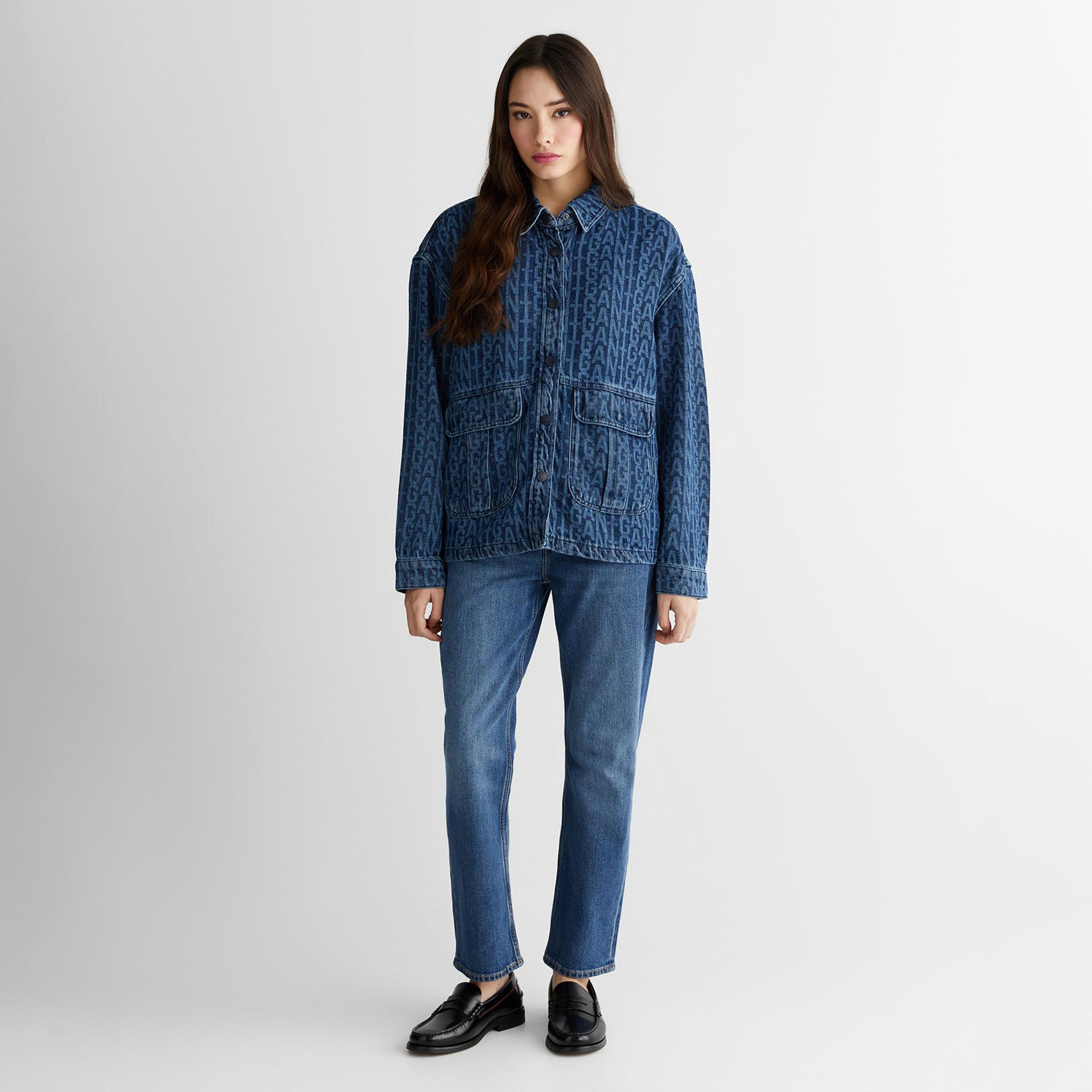GANT Kadın Mavi Regular Fit Kot Ceket
