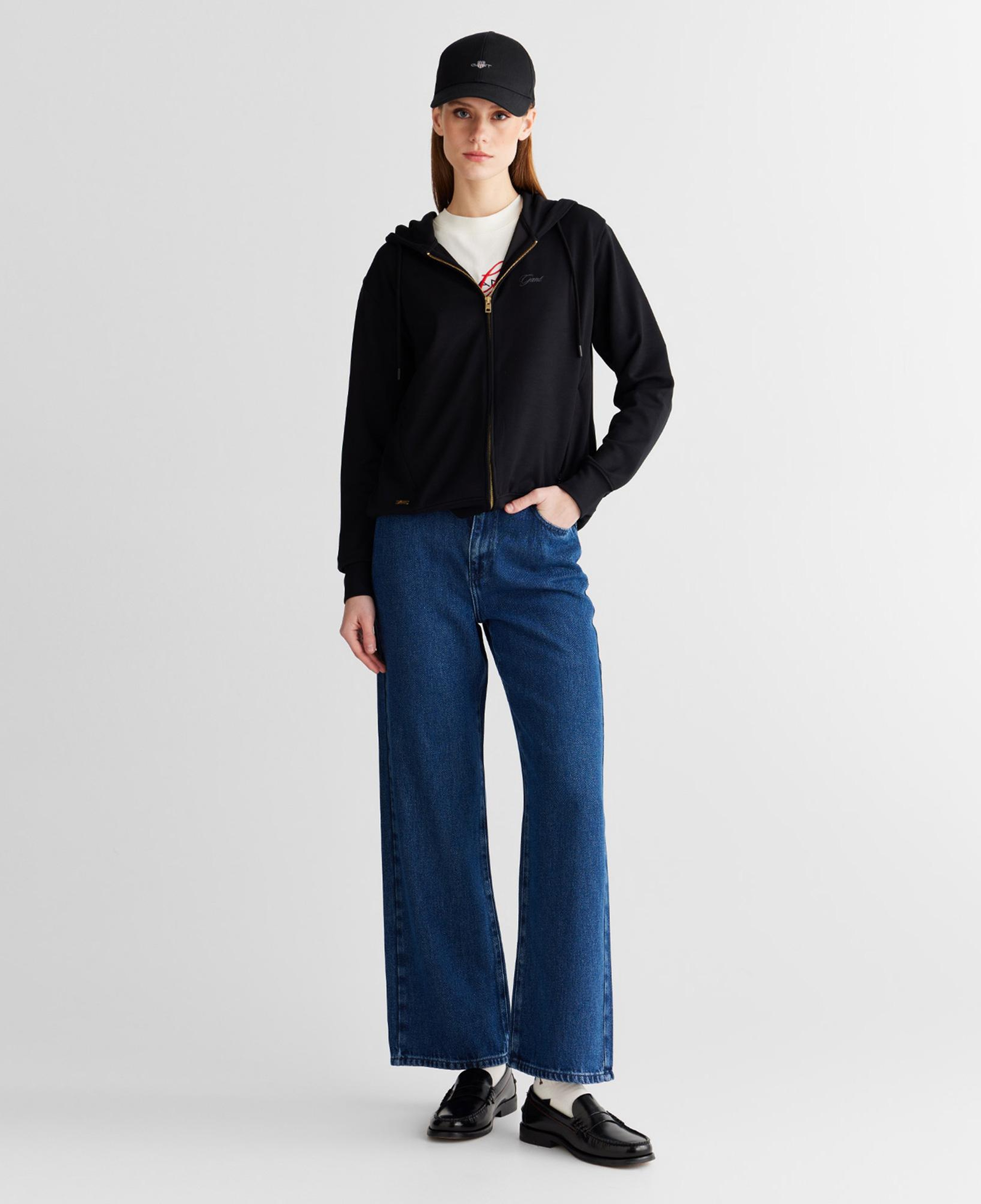 GANT Kadın Siyah Regular Fit Fermuarlı Sweatshirt