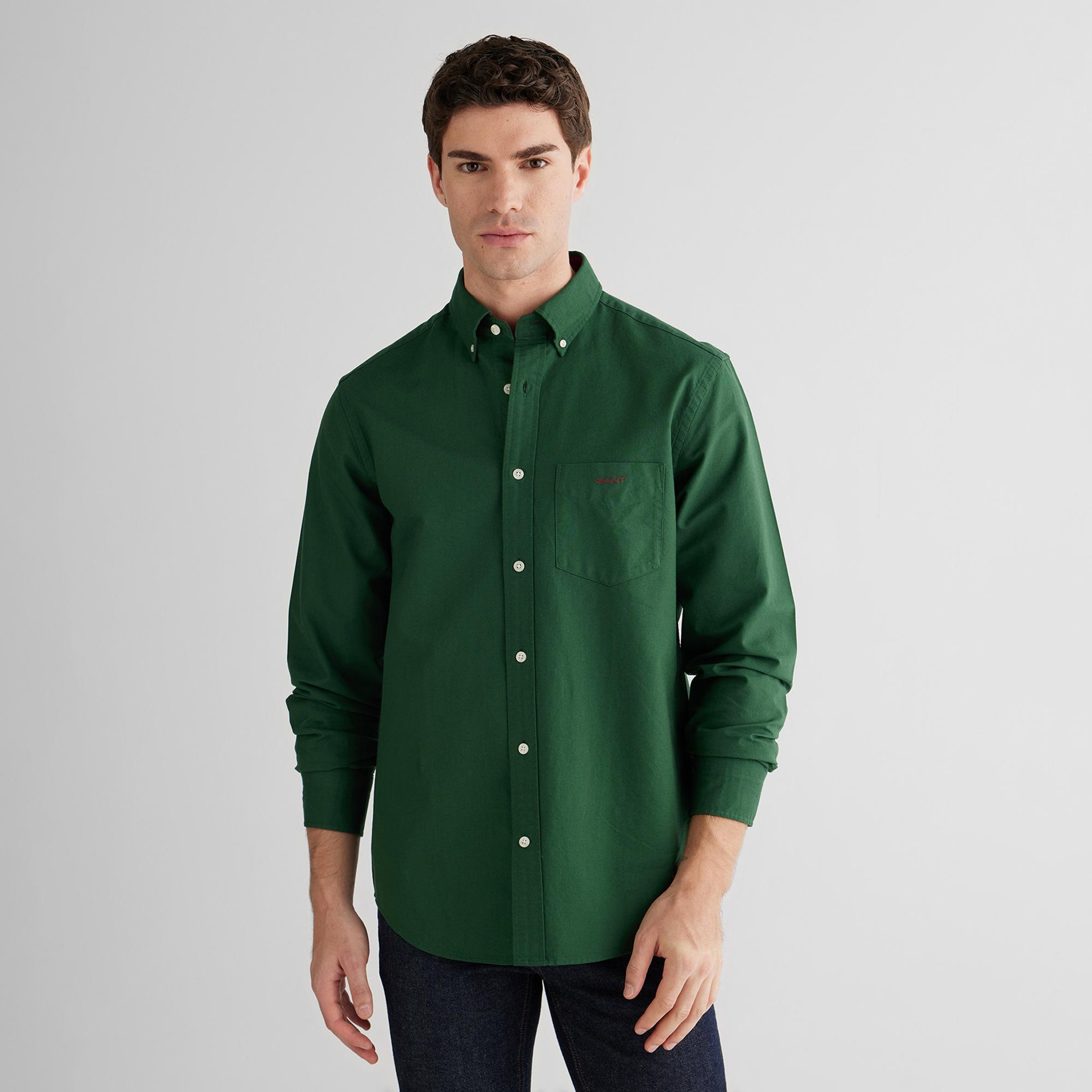 GANT Erkek Yeşil Regular Fit Oxford Gömlek