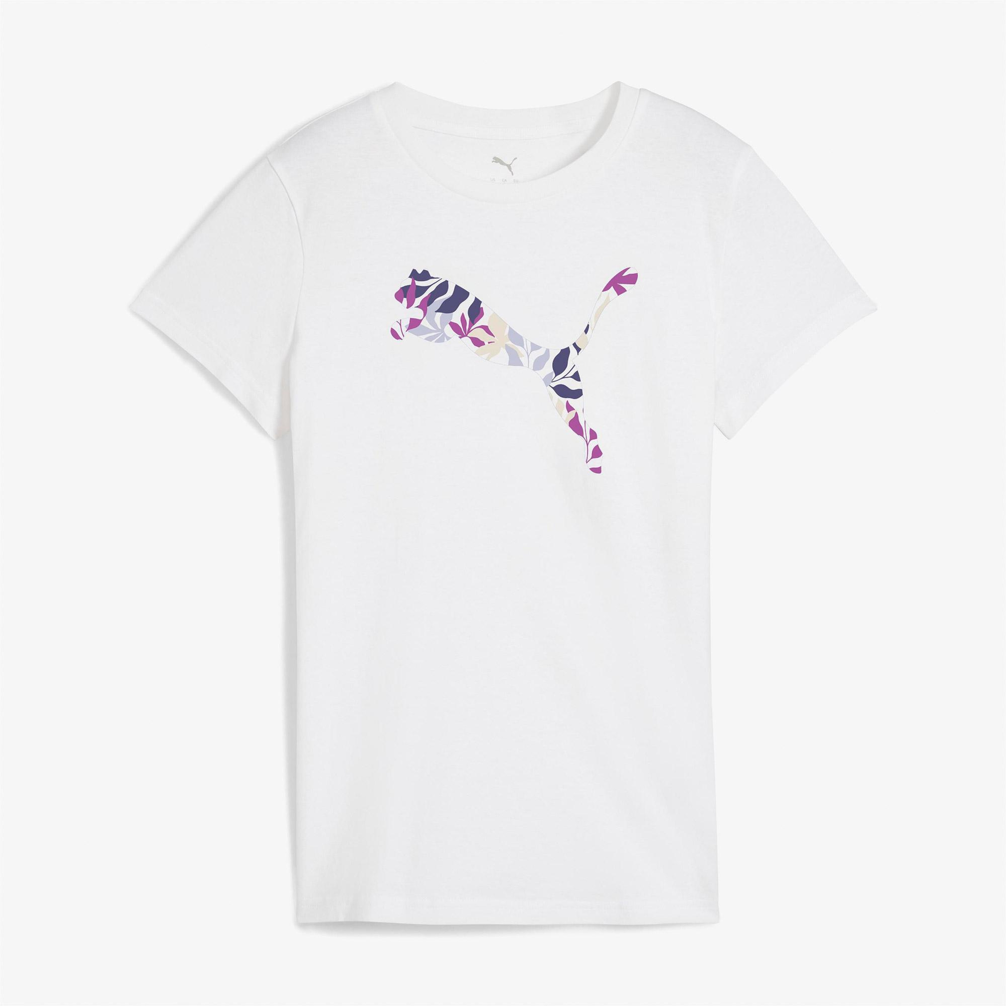 Puma Graphics Floral Cat Logo Kadın Beyaz T-Shirt