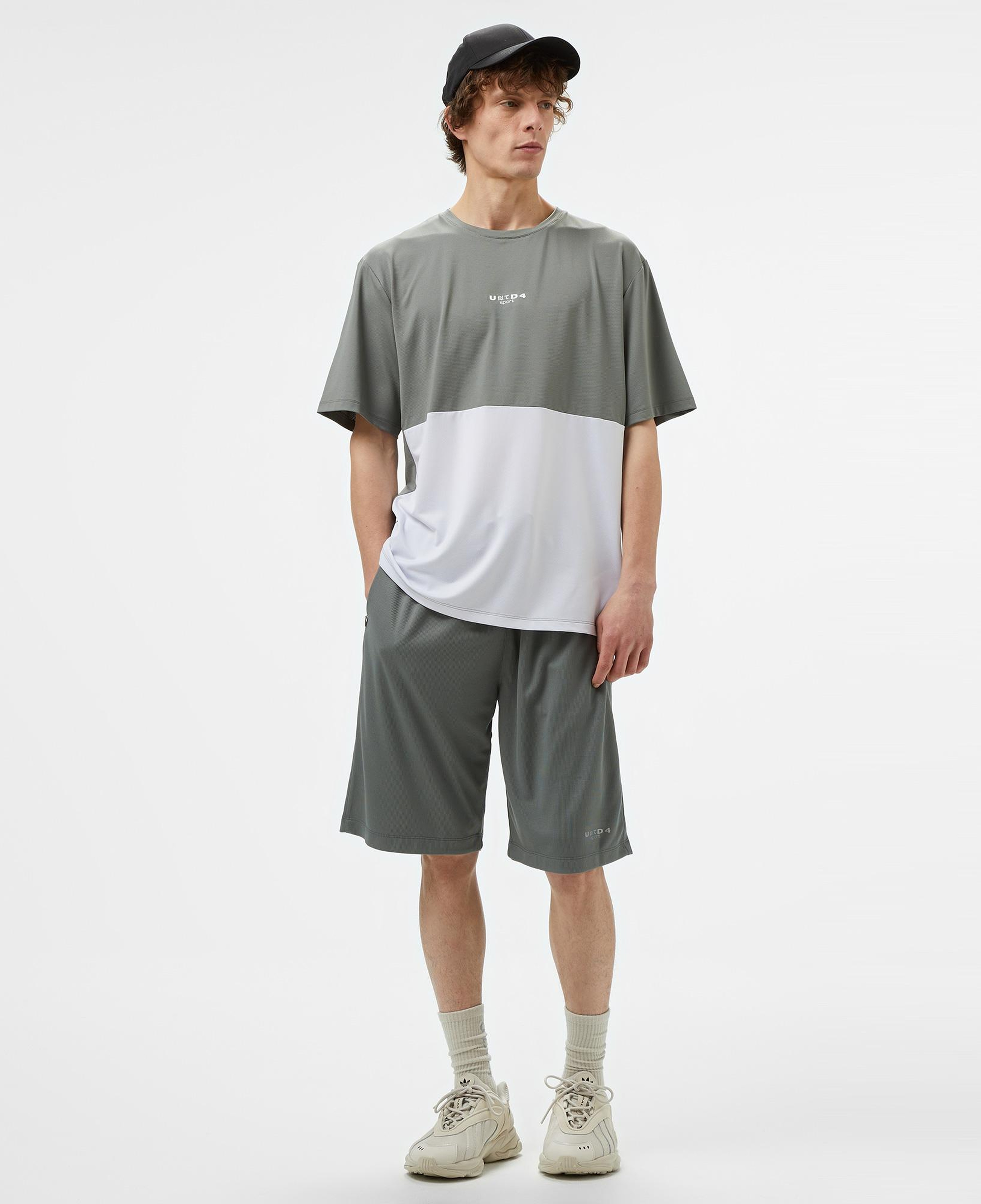 UNITED4 Sport Erkek Gri/Beyaz Antrenman T-Shirt