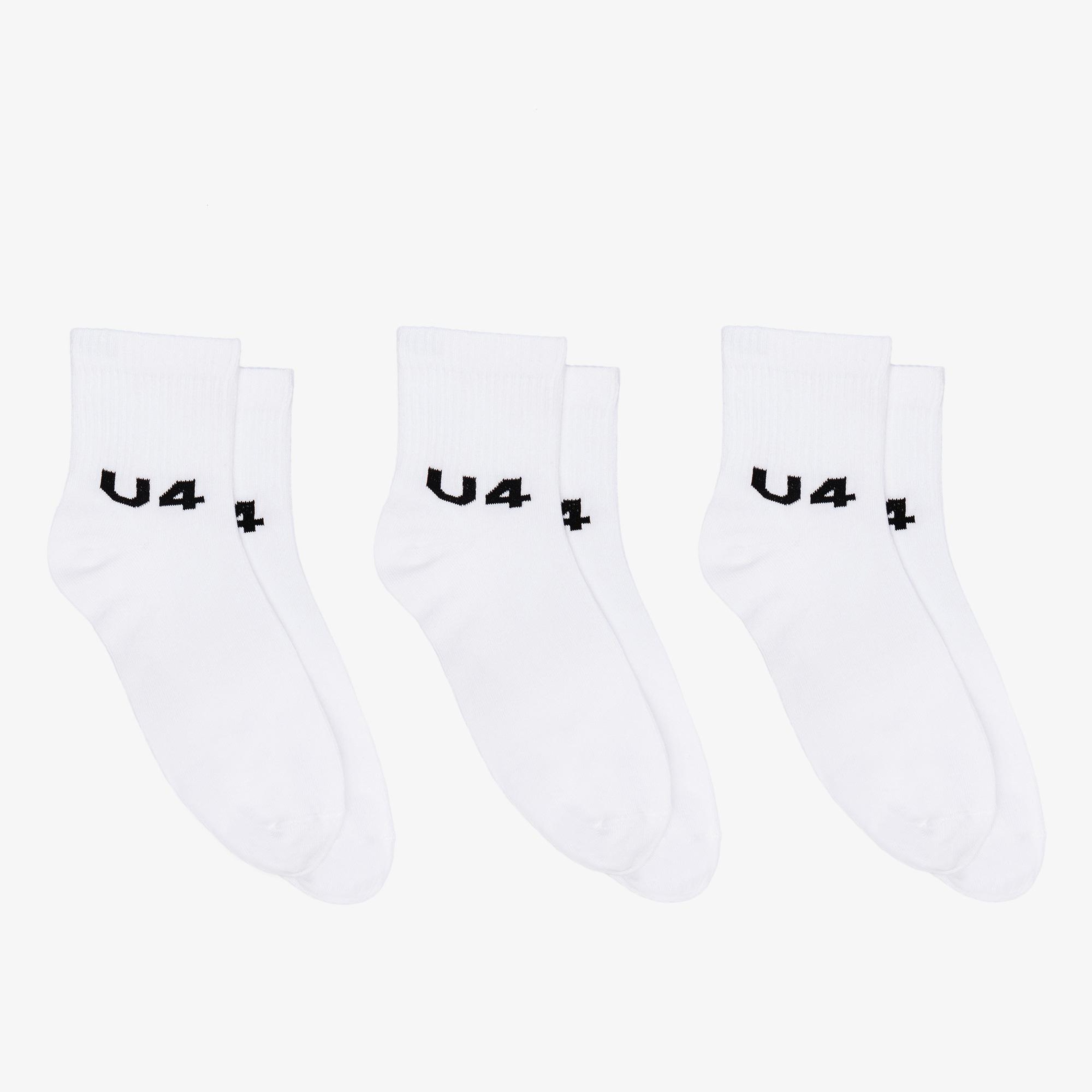 UNITED4 Street Essentials 3lü Unisex Beyaz Çorap