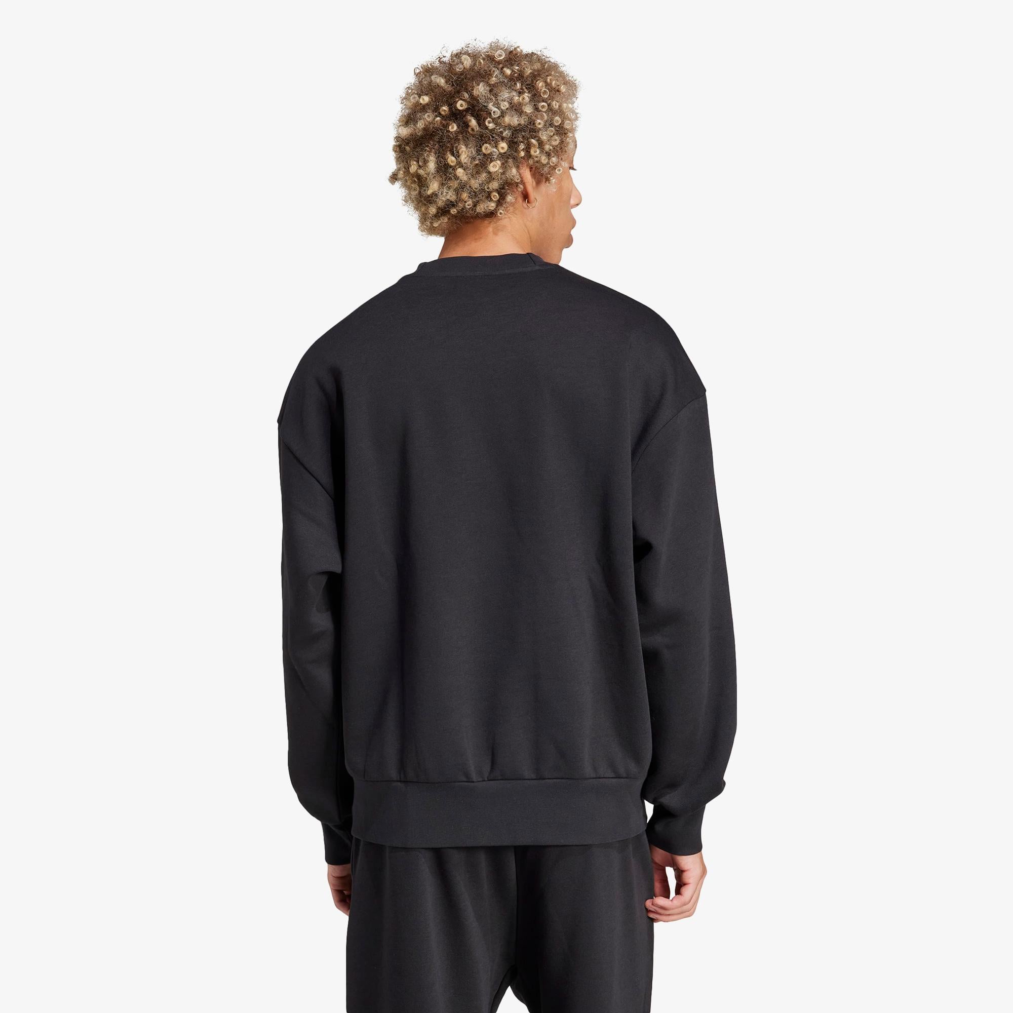 adidas Essentials Loose Fit 3 Bar Logo Erkek Siyah Sweatshirt