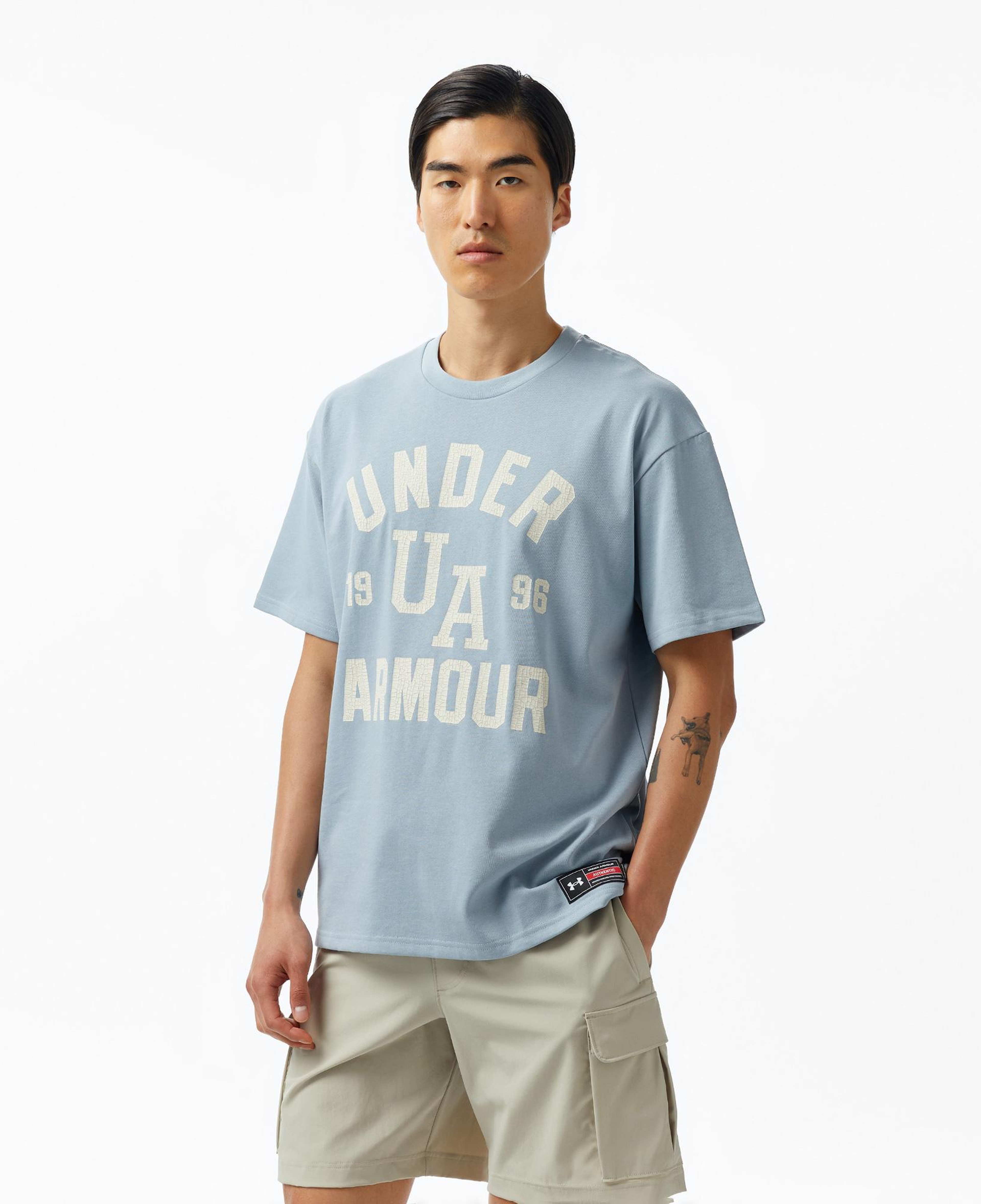Under Armour Heavyweight Varsity Oversize Erkek Mavi T-Shirt