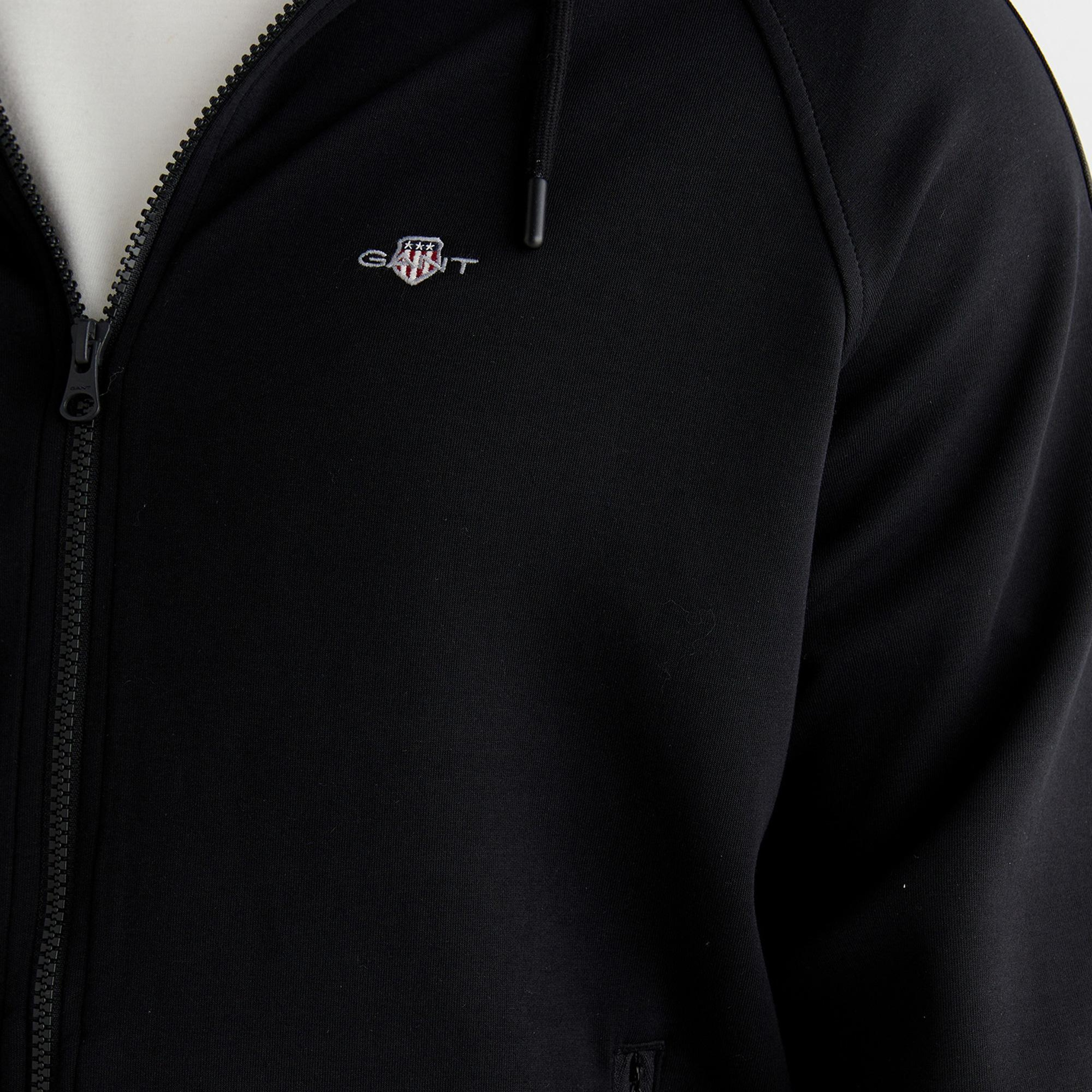 GANT Erkek Siyah Fermuarlı Kapüşonlu Sweatshirt