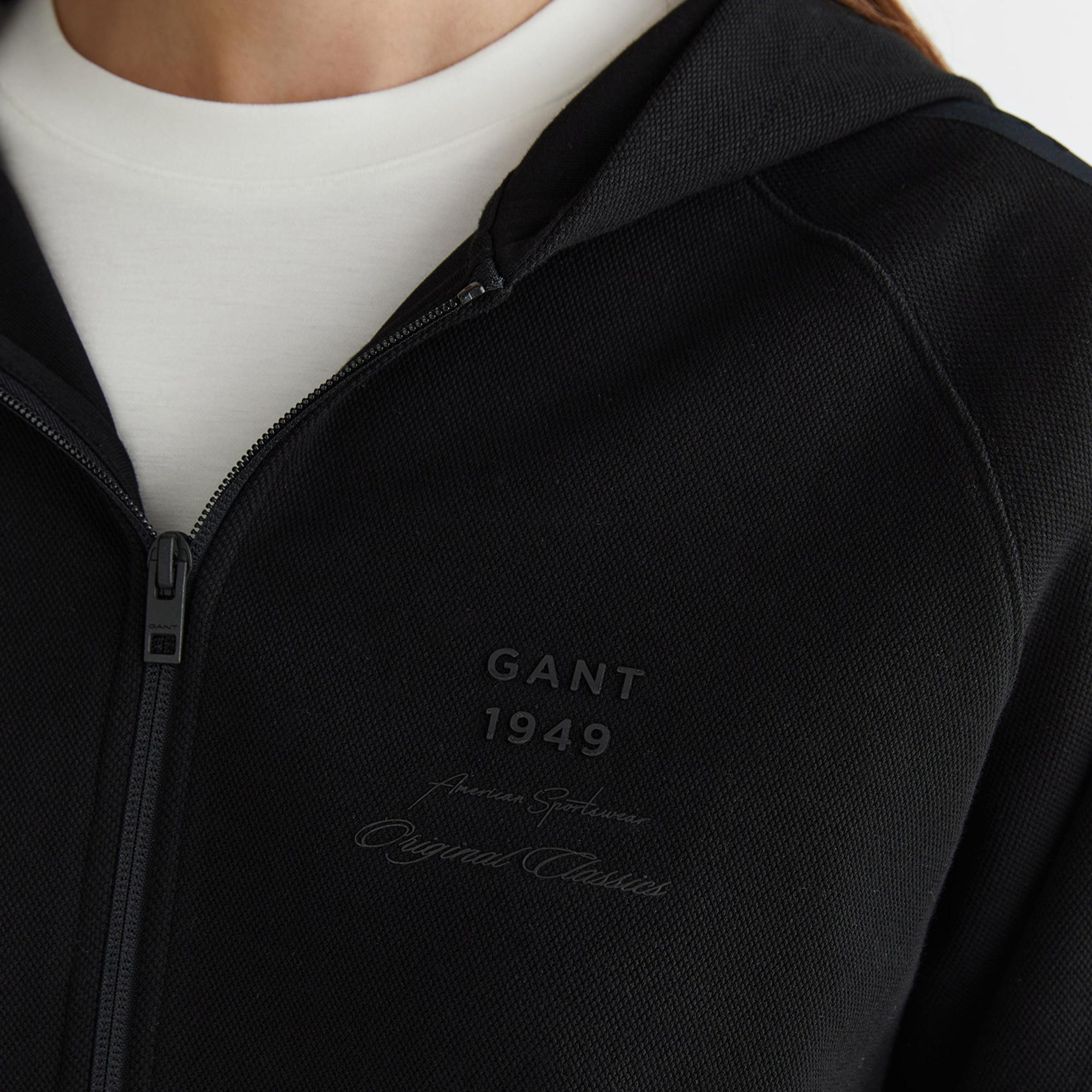 GANT Kadın Siyah Fermuarlı Kapüşonlu Sweatshirt