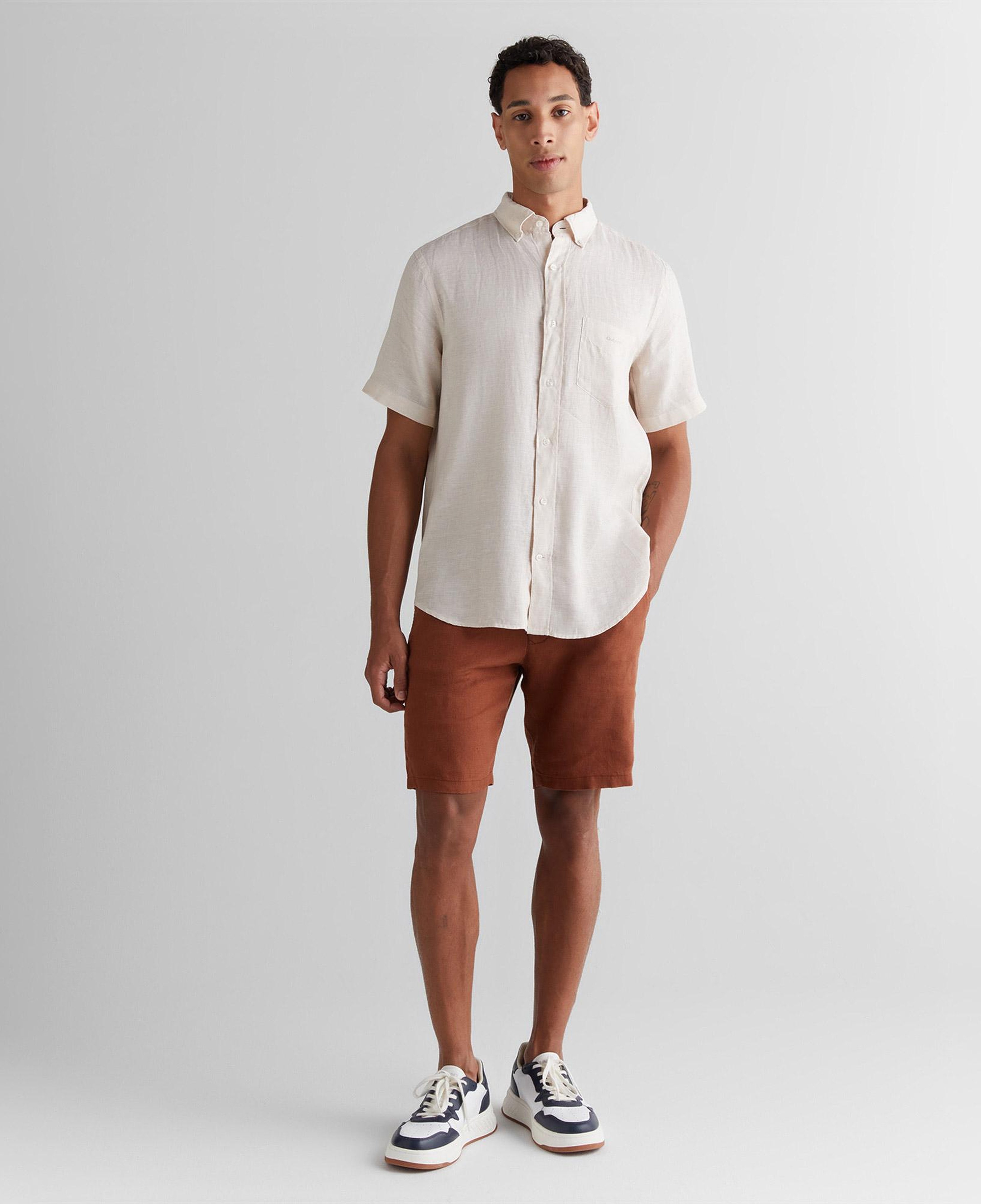 GANT Erkek Bej Regular Fit Klasik Yaka Keten Gömlek