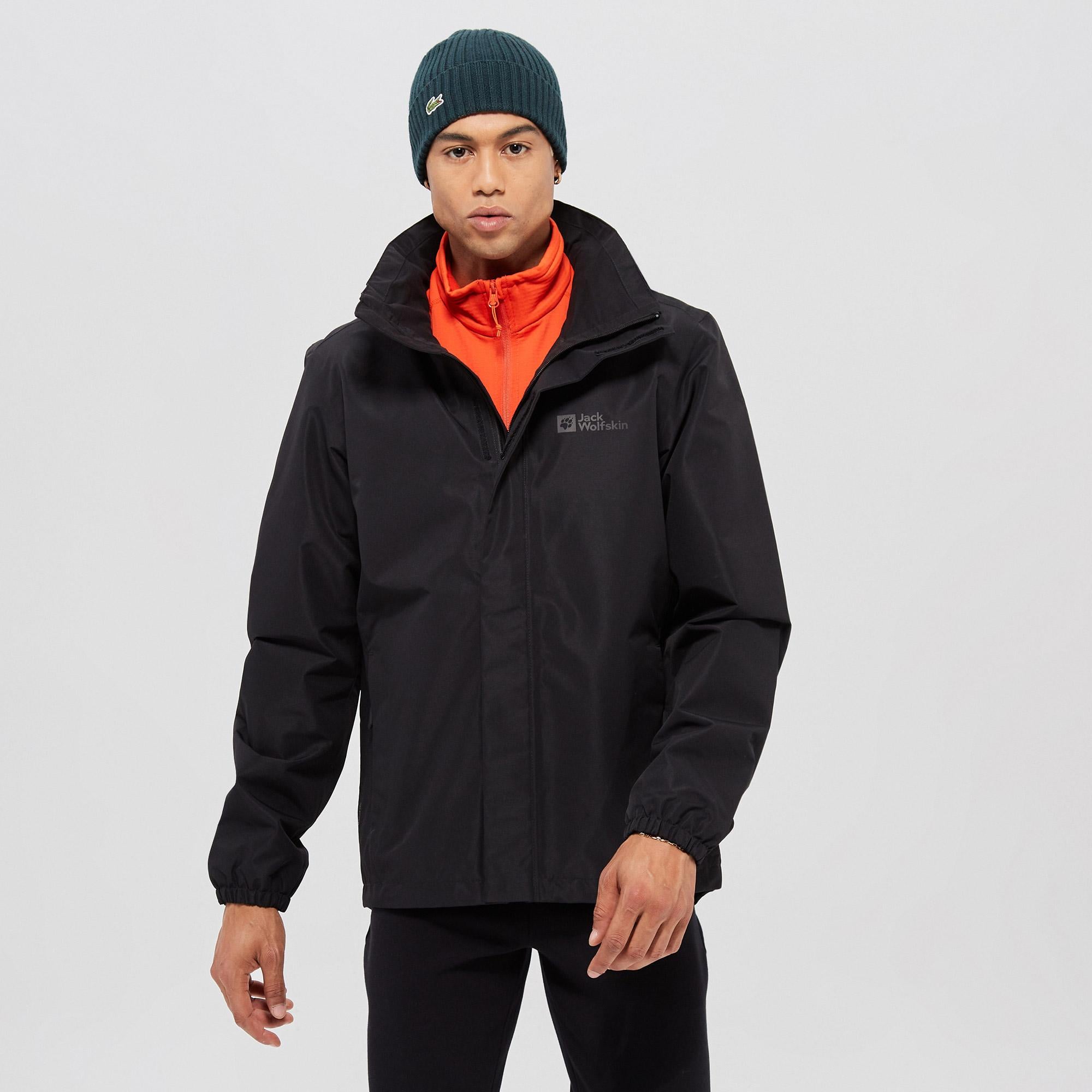 Jack Wolfskin Stormy Point 2L Erkek Siyah Su Geçirmez Mont