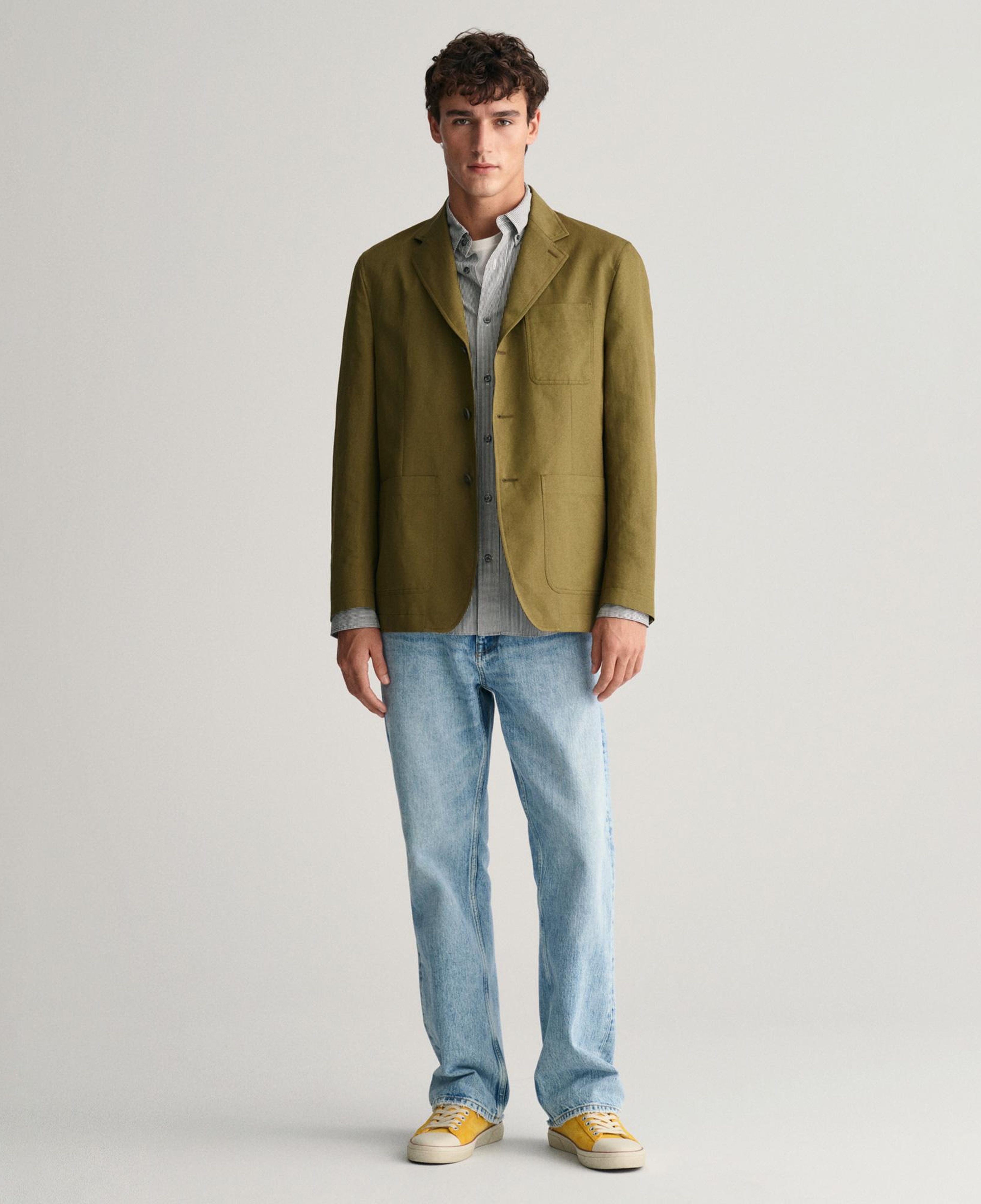 GANT Erkek Siyah Regular Fit Düğmeli Yaka Çizgili Gömlek