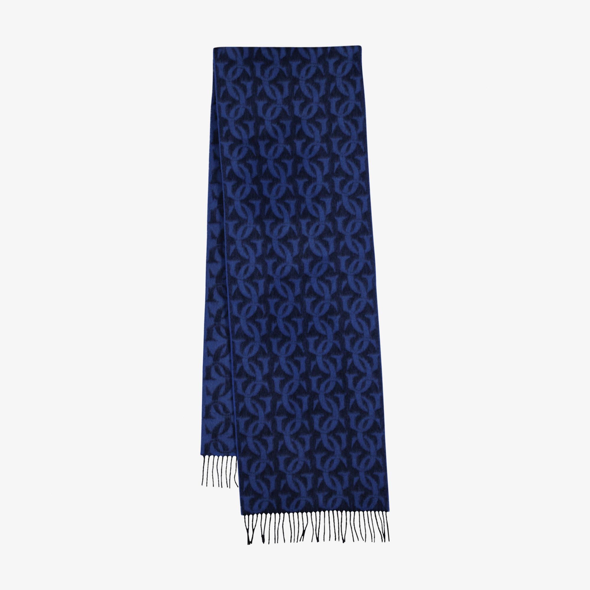 GANT Unisex Lacivert G Monogramlı Dokuma Yün Atkı