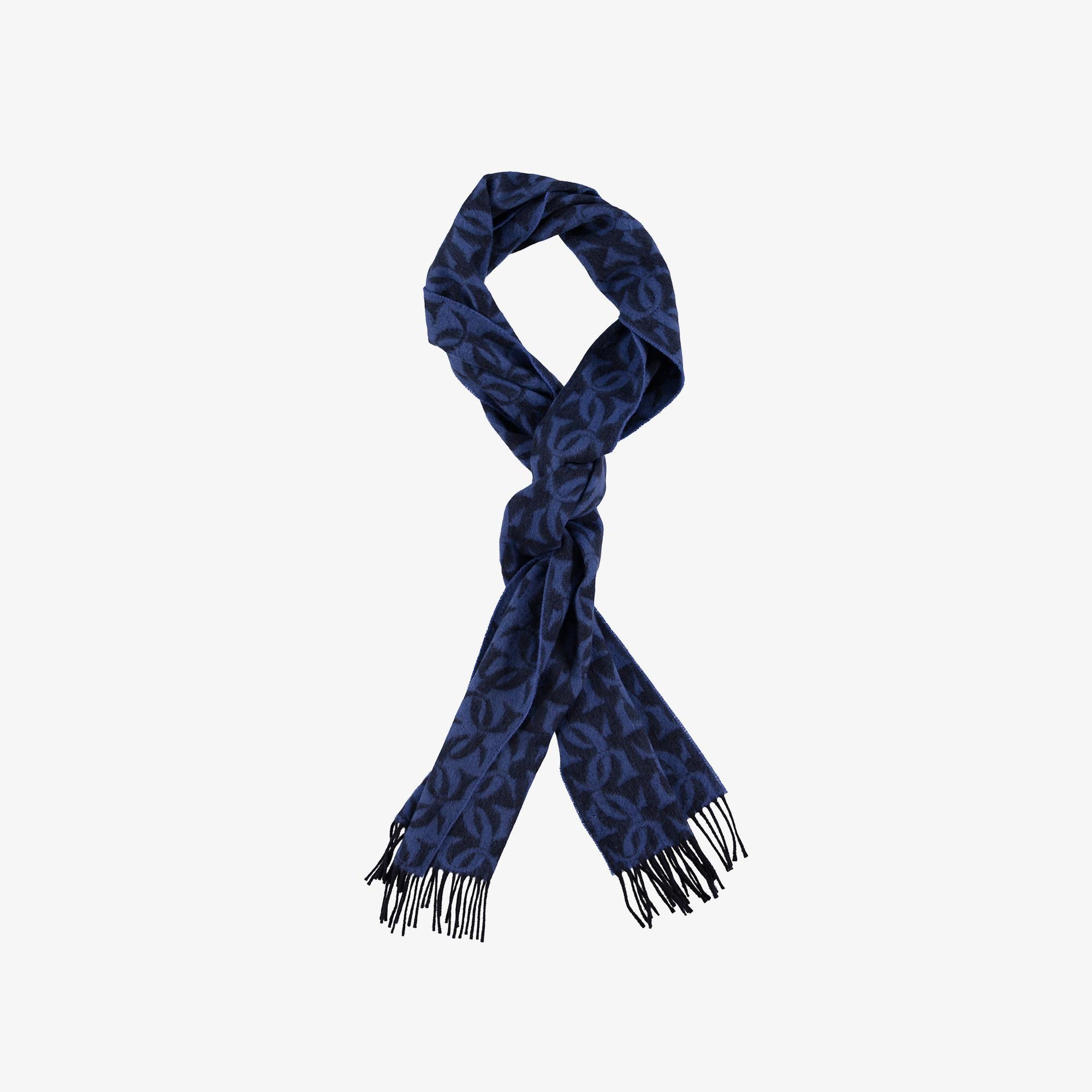 GANT Unisex Lacivert G Monogramlı Dokuma Yün Atkı