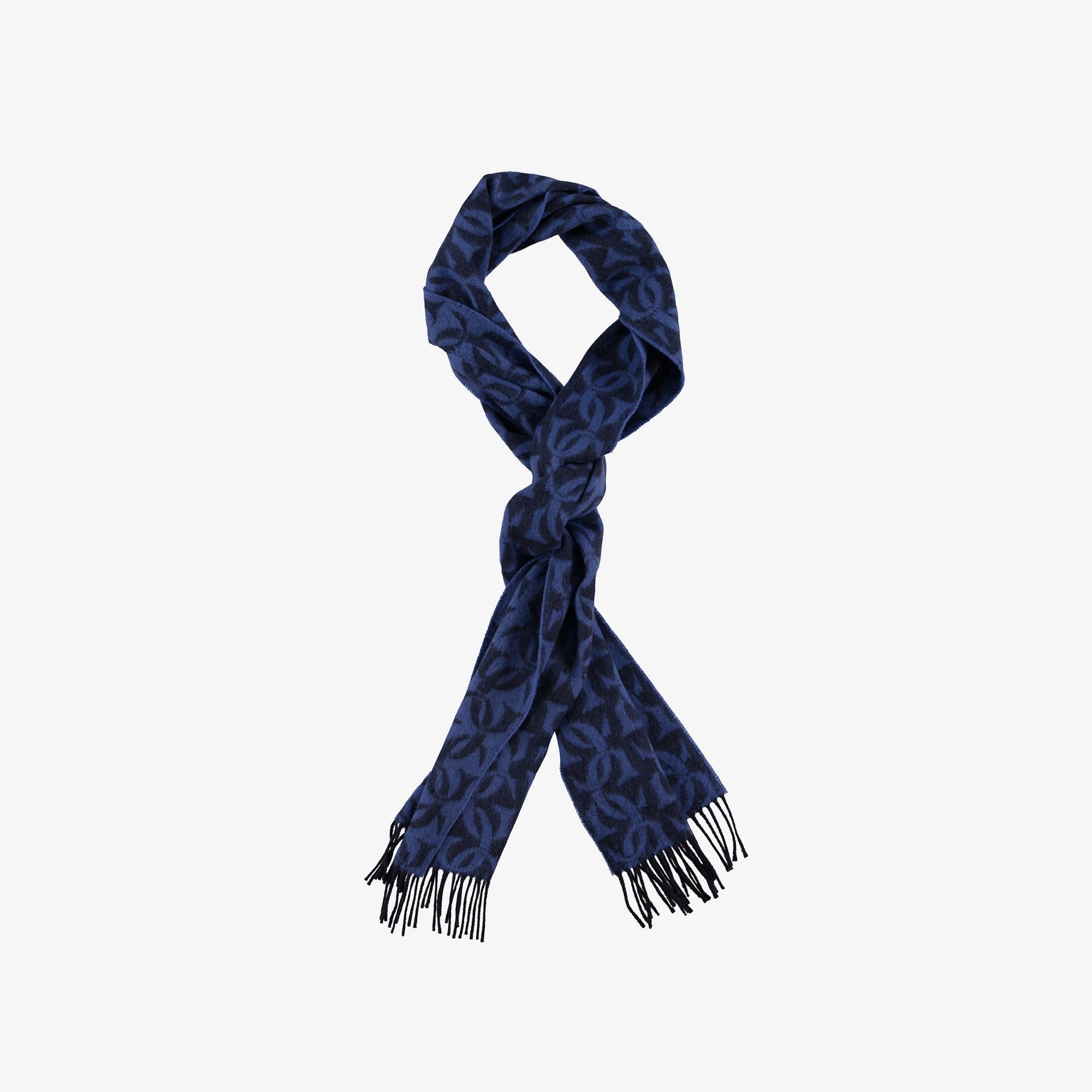 GANT Unisex Lacivert G Monogramlı Dokuma Yün Atkı