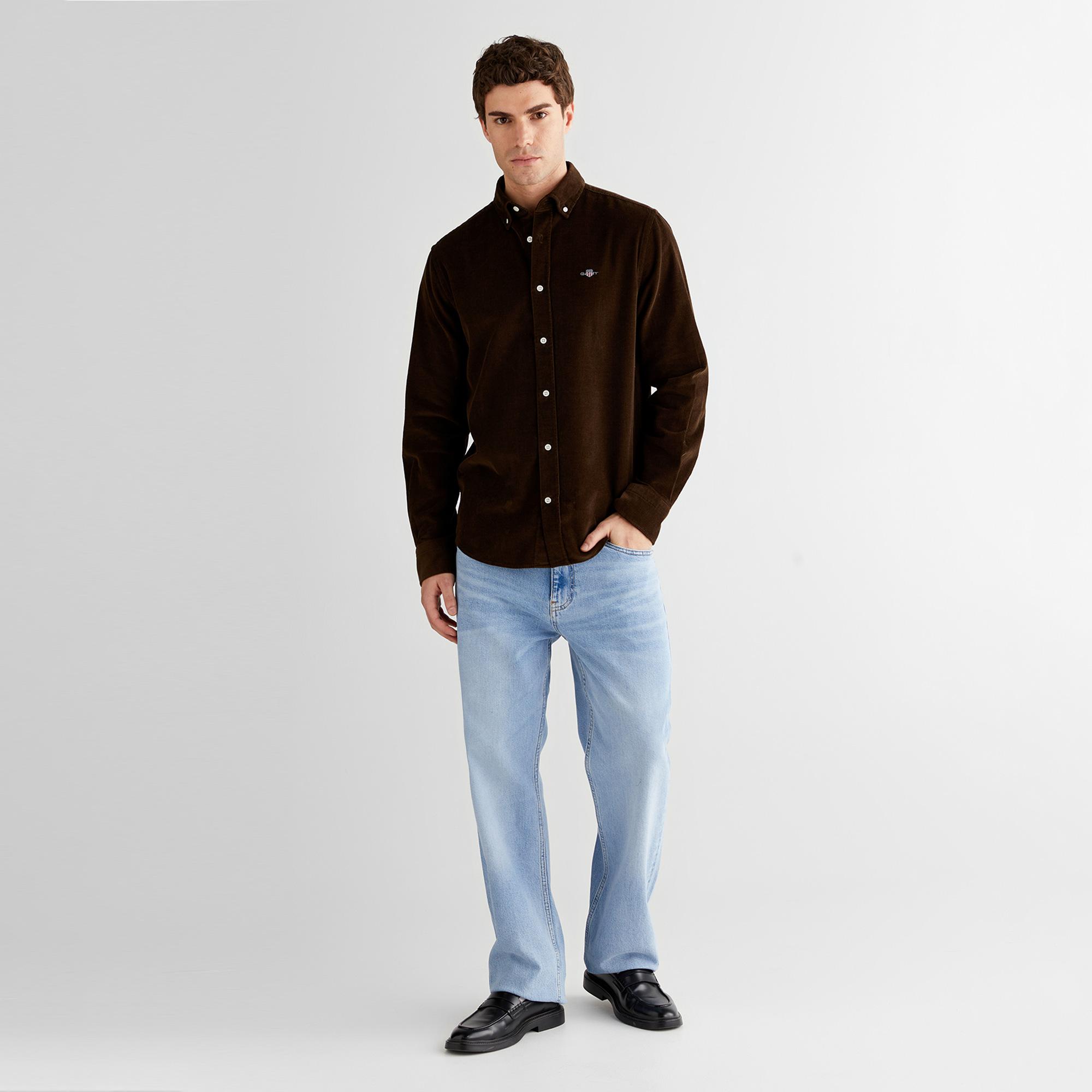 GANT Erkek Kahverengi Regular Fit Düğmeli Gömlek
