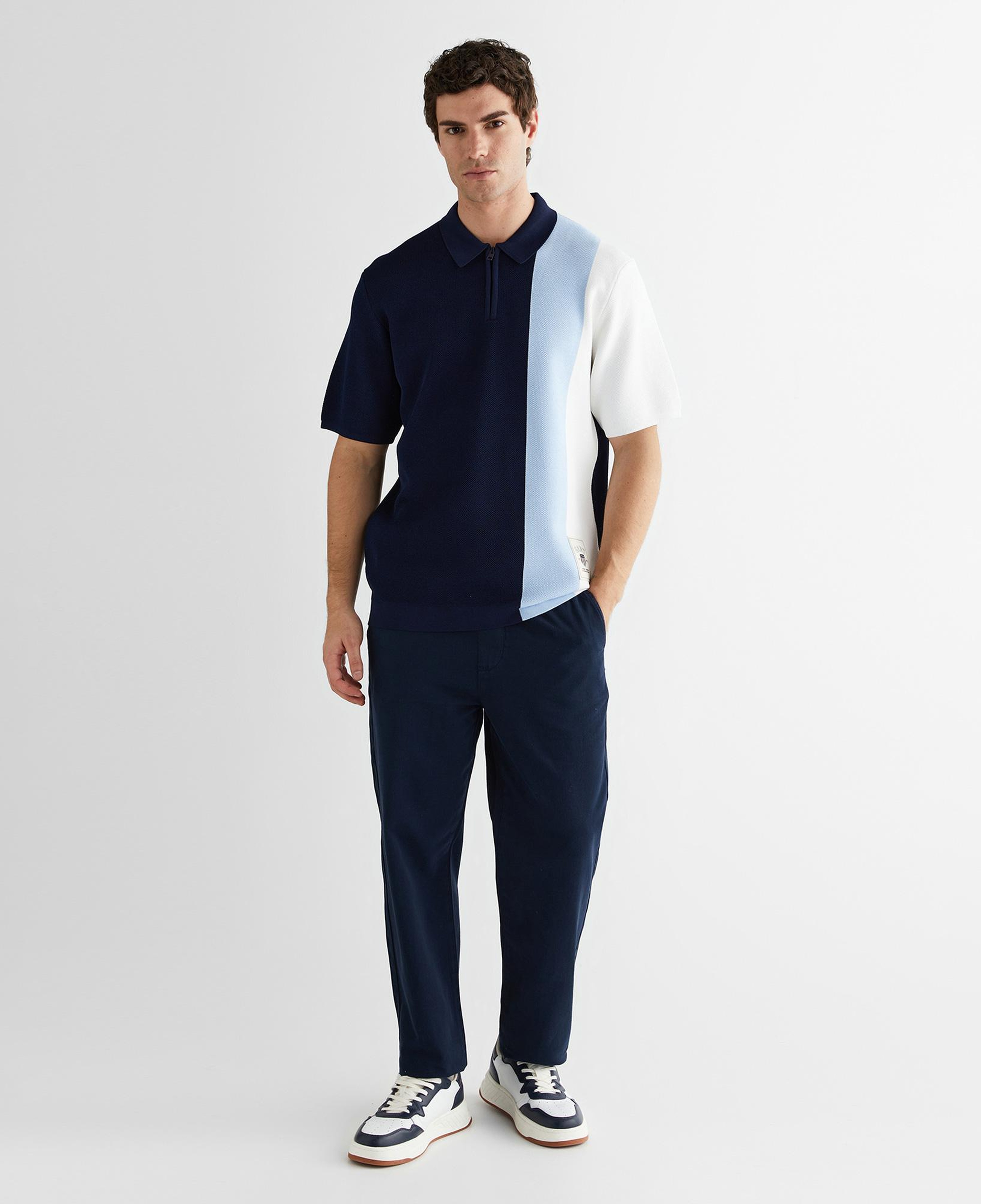 GANT Erkek Lacivert Regular Fit Renk Bloklu Triko