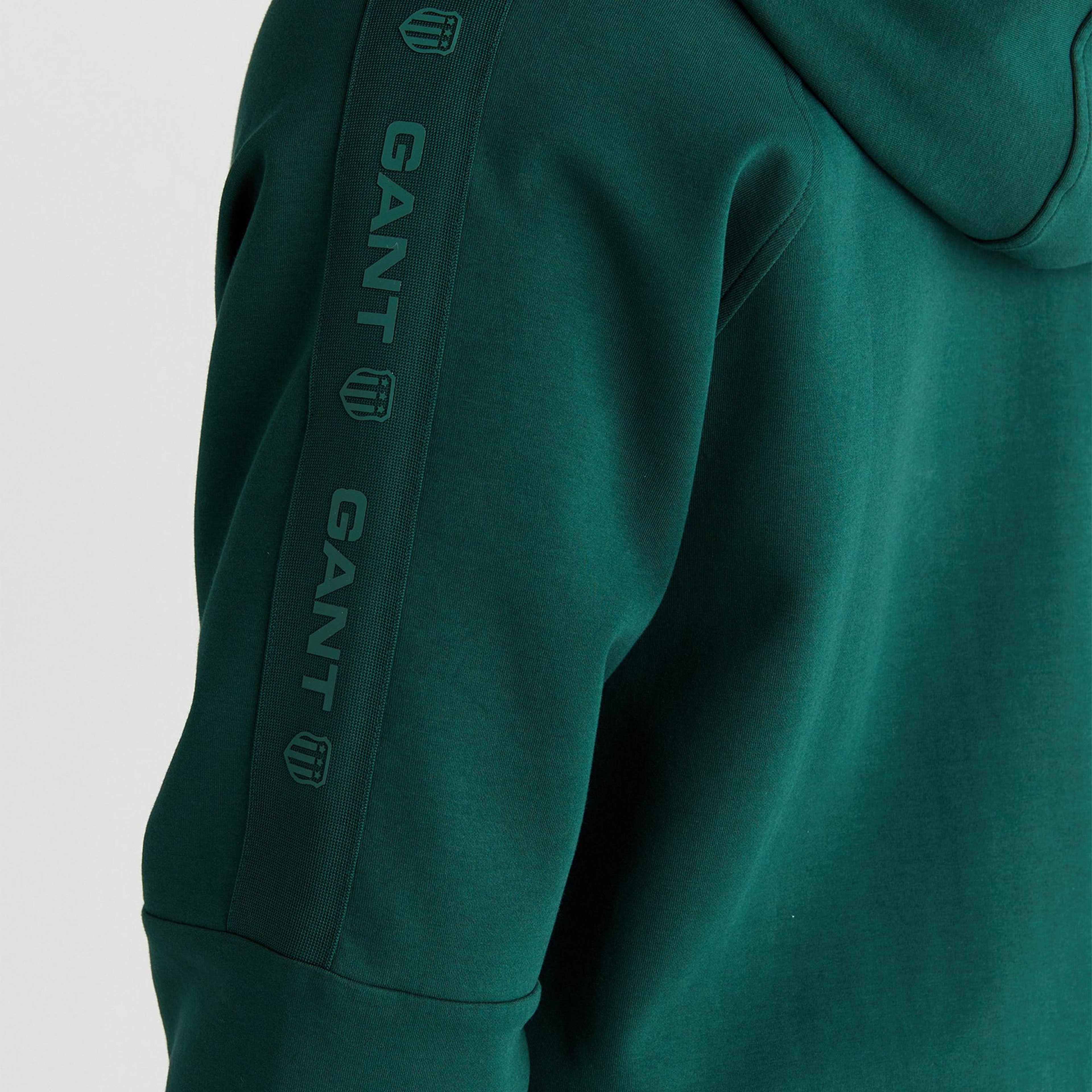 GANT Erkek Yeşil Fermuarlı Kapüşonlu Sweatshirt