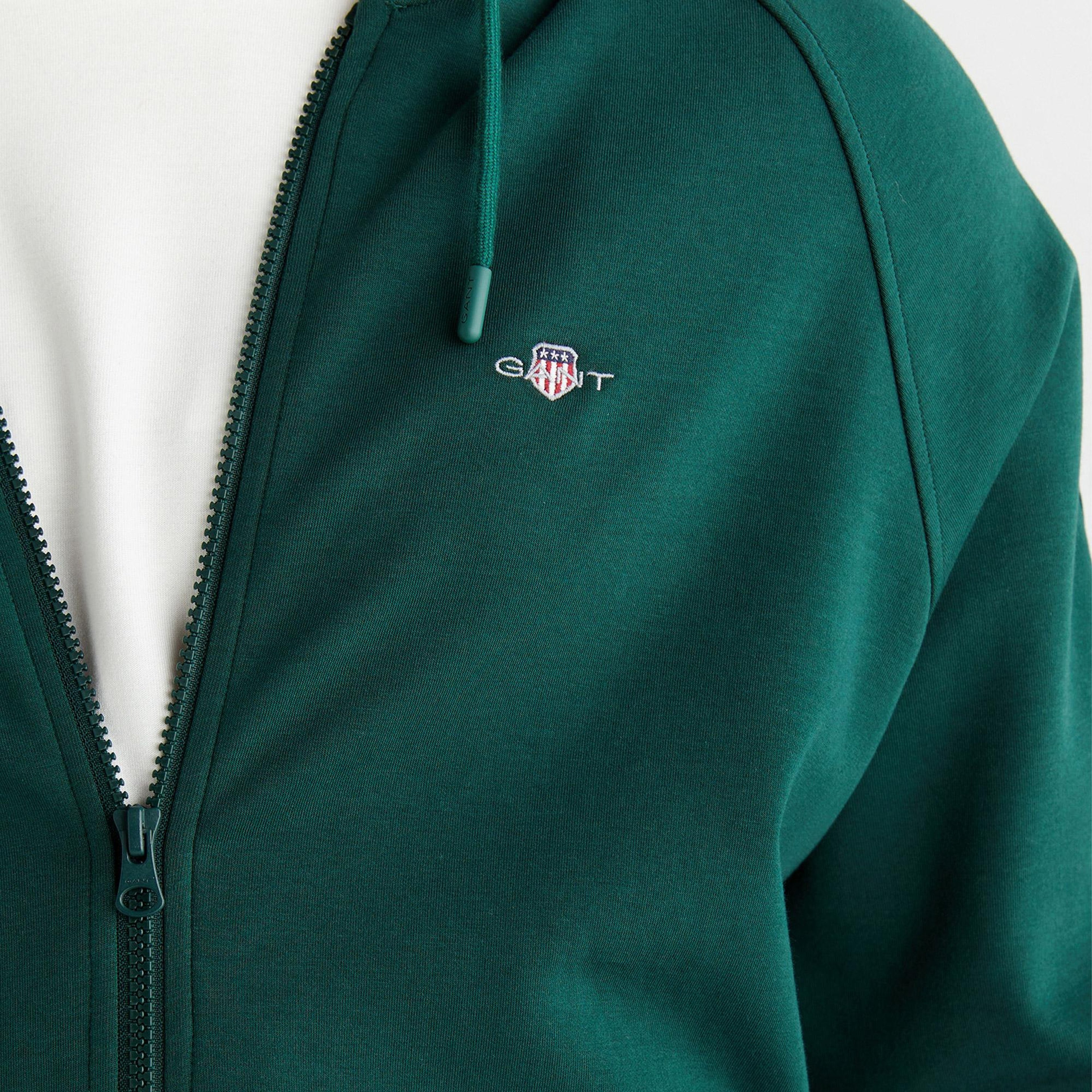 GANT Erkek Yeşil Fermuarlı Kapüşonlu Sweatshirt