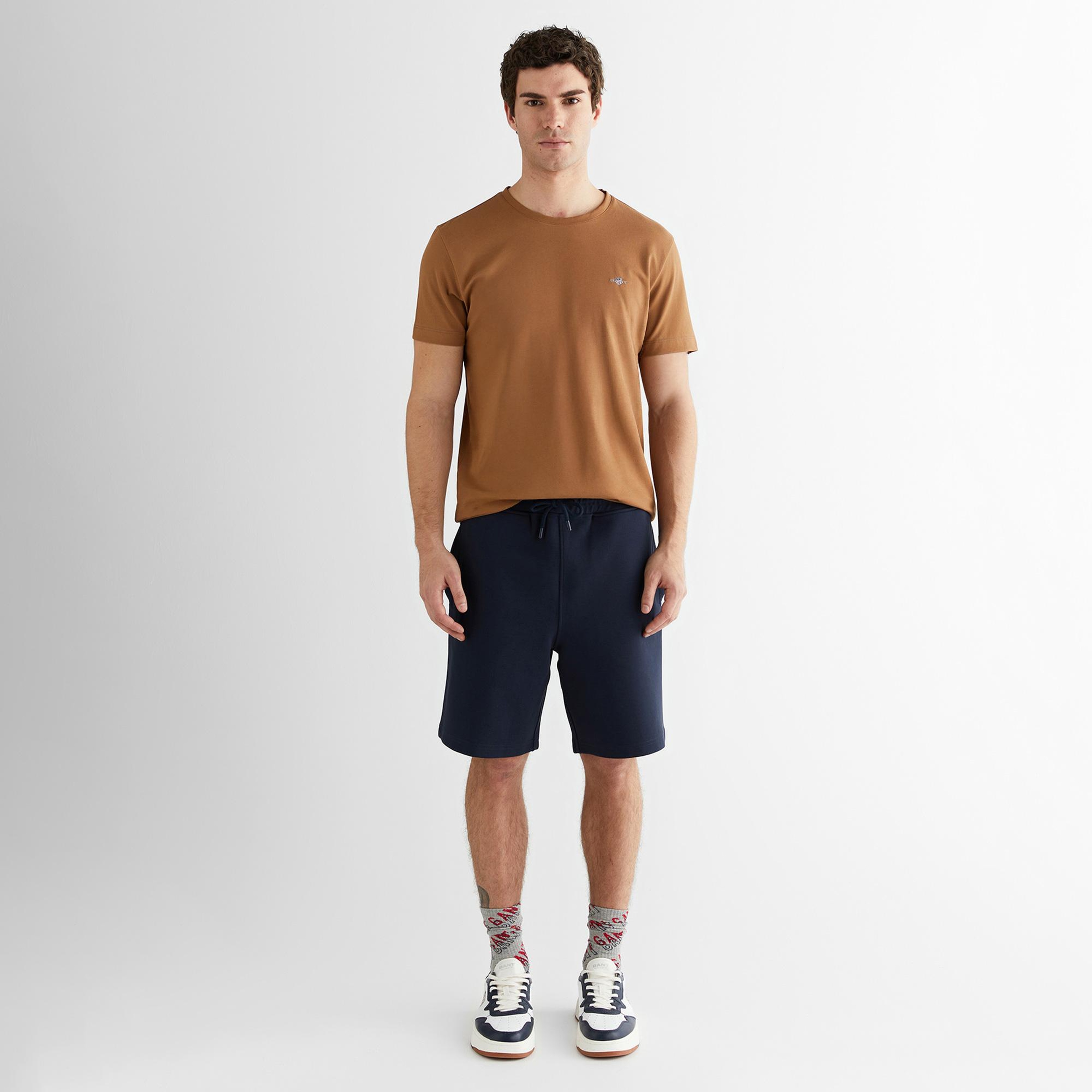 GANT Erkek Kahverengi Regular Fit Bisiklet Yaka T-Shirt