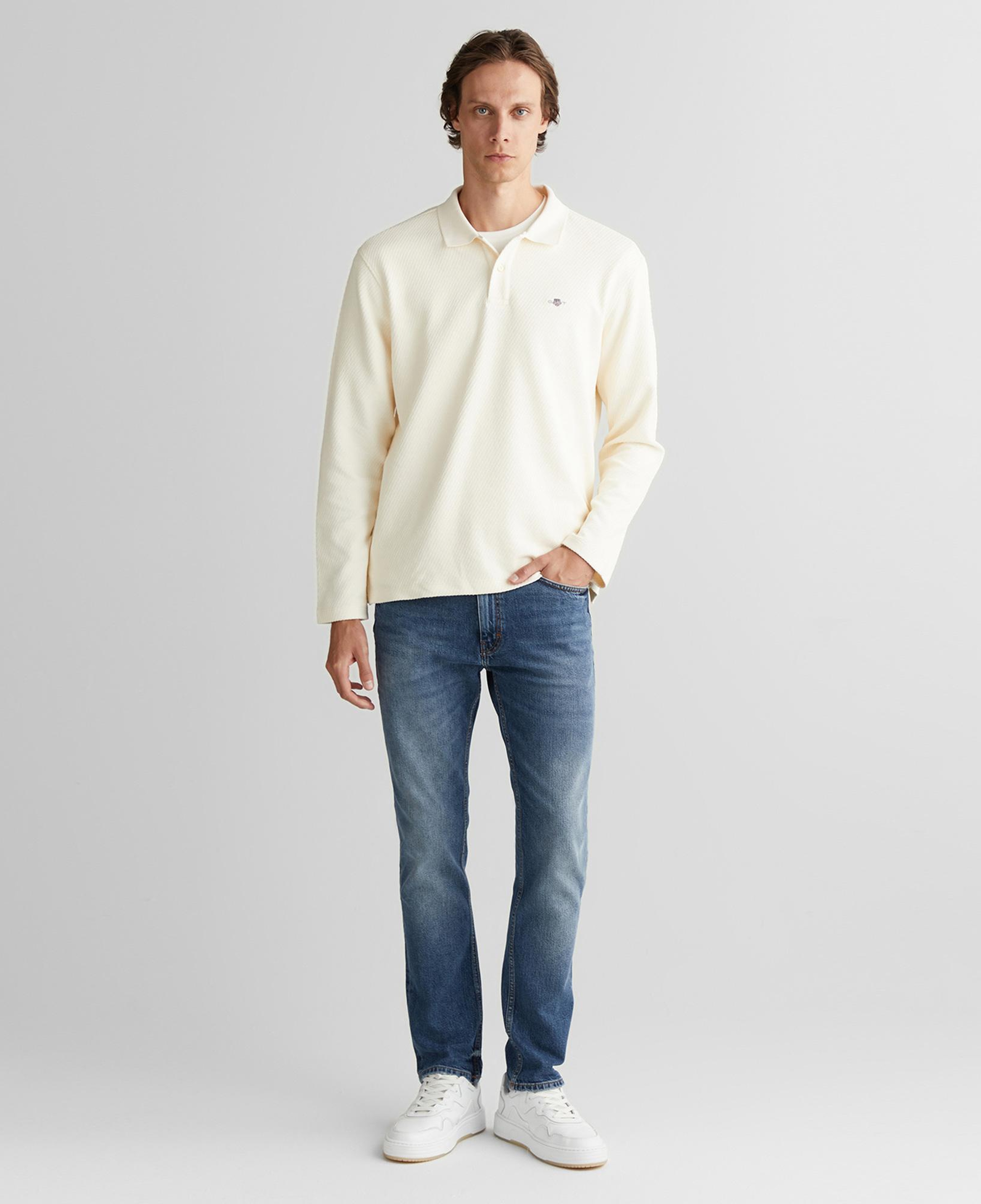 GANT Erkek Krem Relaxed Fit Polo Yaka Uzun Kollu T-Shirt