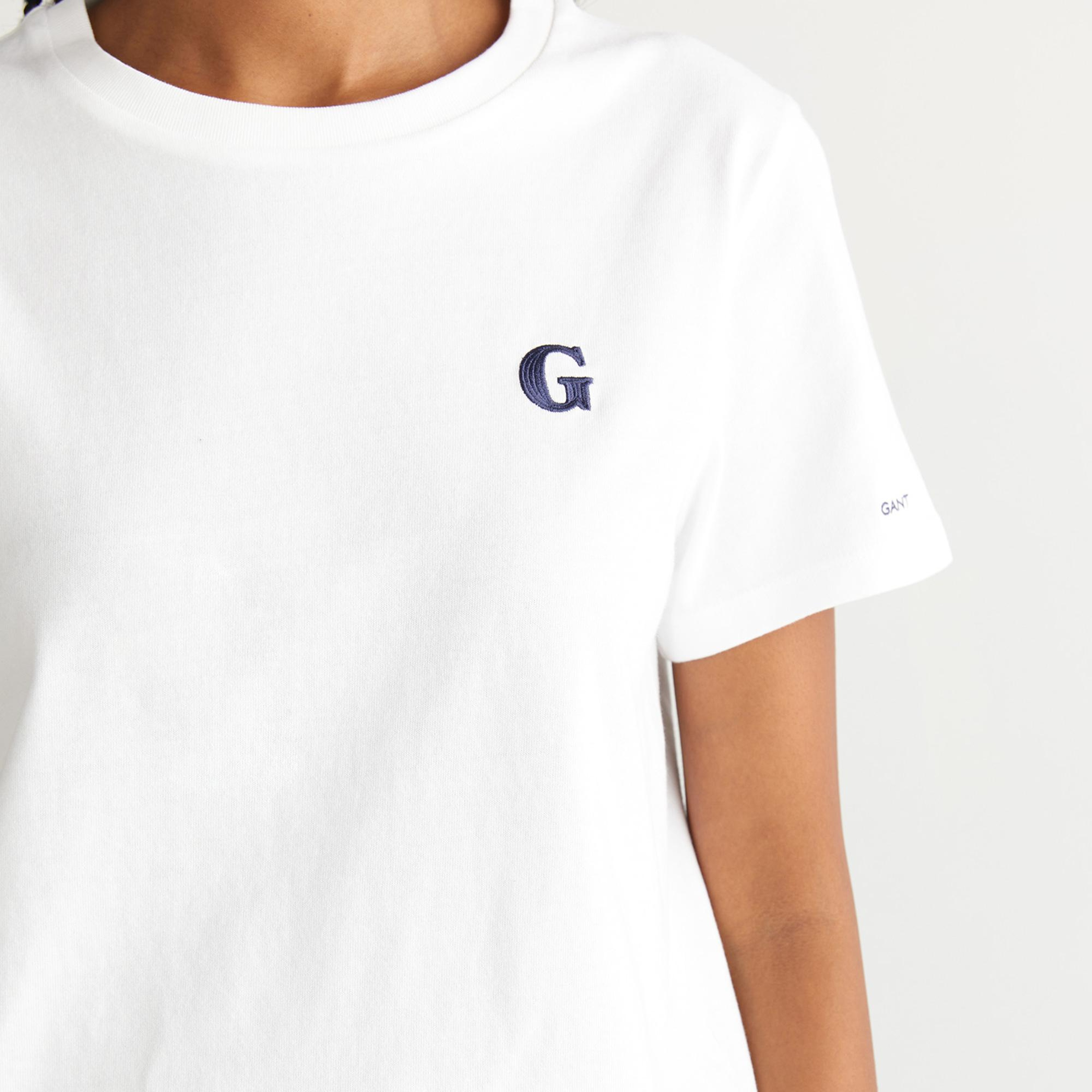 GANT Kadın Beyaz Regular Fit Bisiklet Yaka T-Shirt