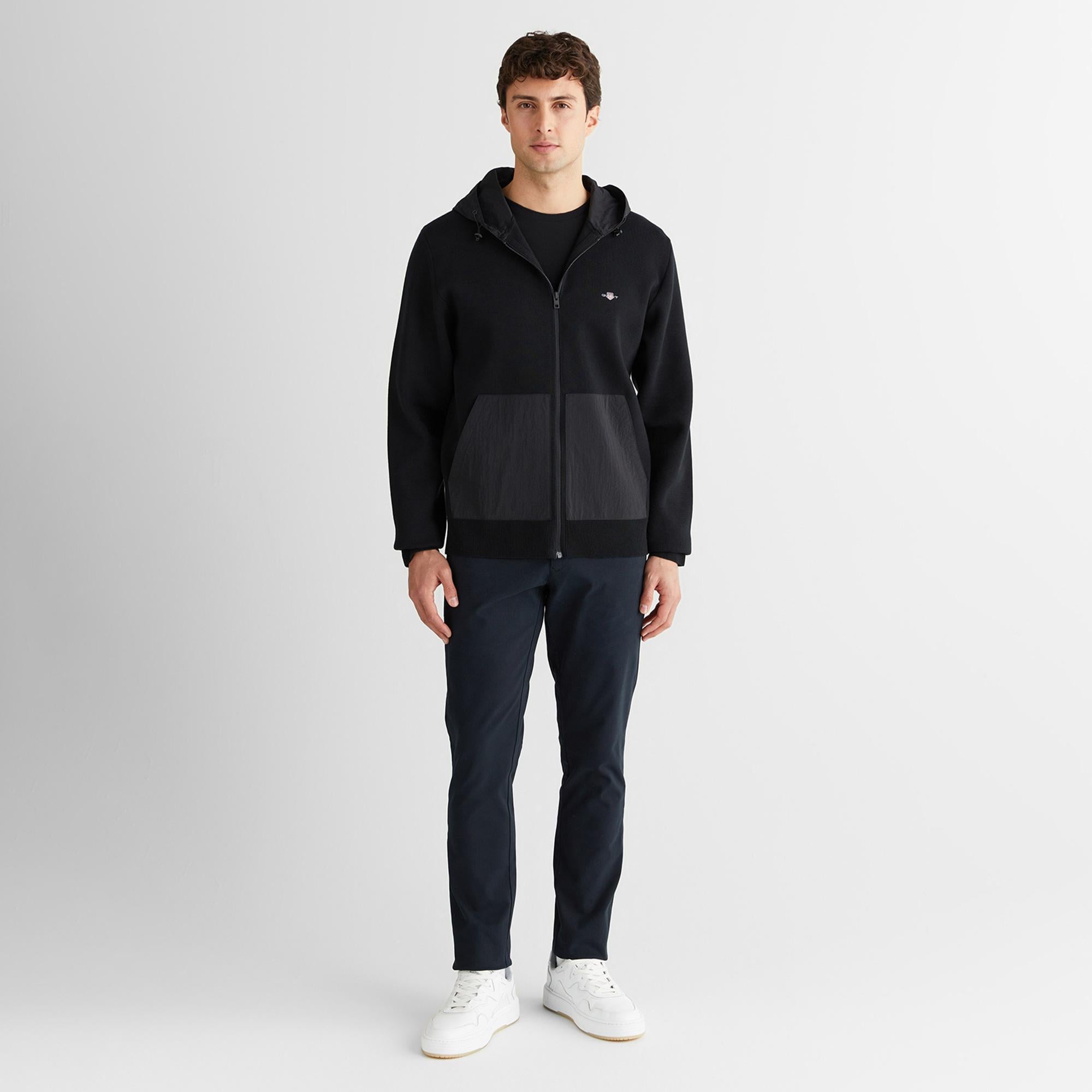 GANT Erkek Siyah Regular Fit Fermuarlı Triko