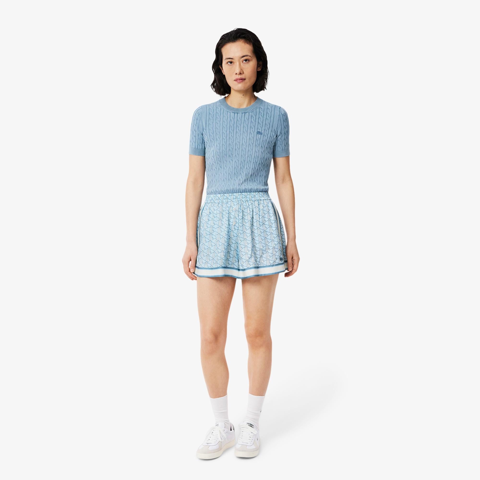 Lacoste Monogram Kadın Mavi Şort
