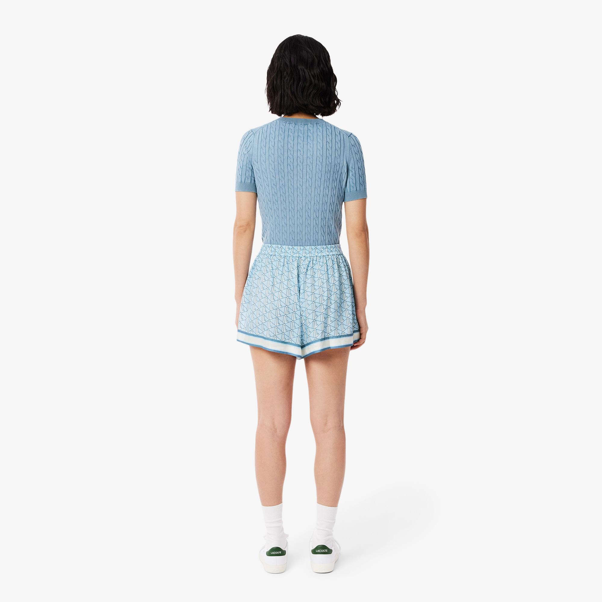 Lacoste Monogram Kadın Mavi Şort