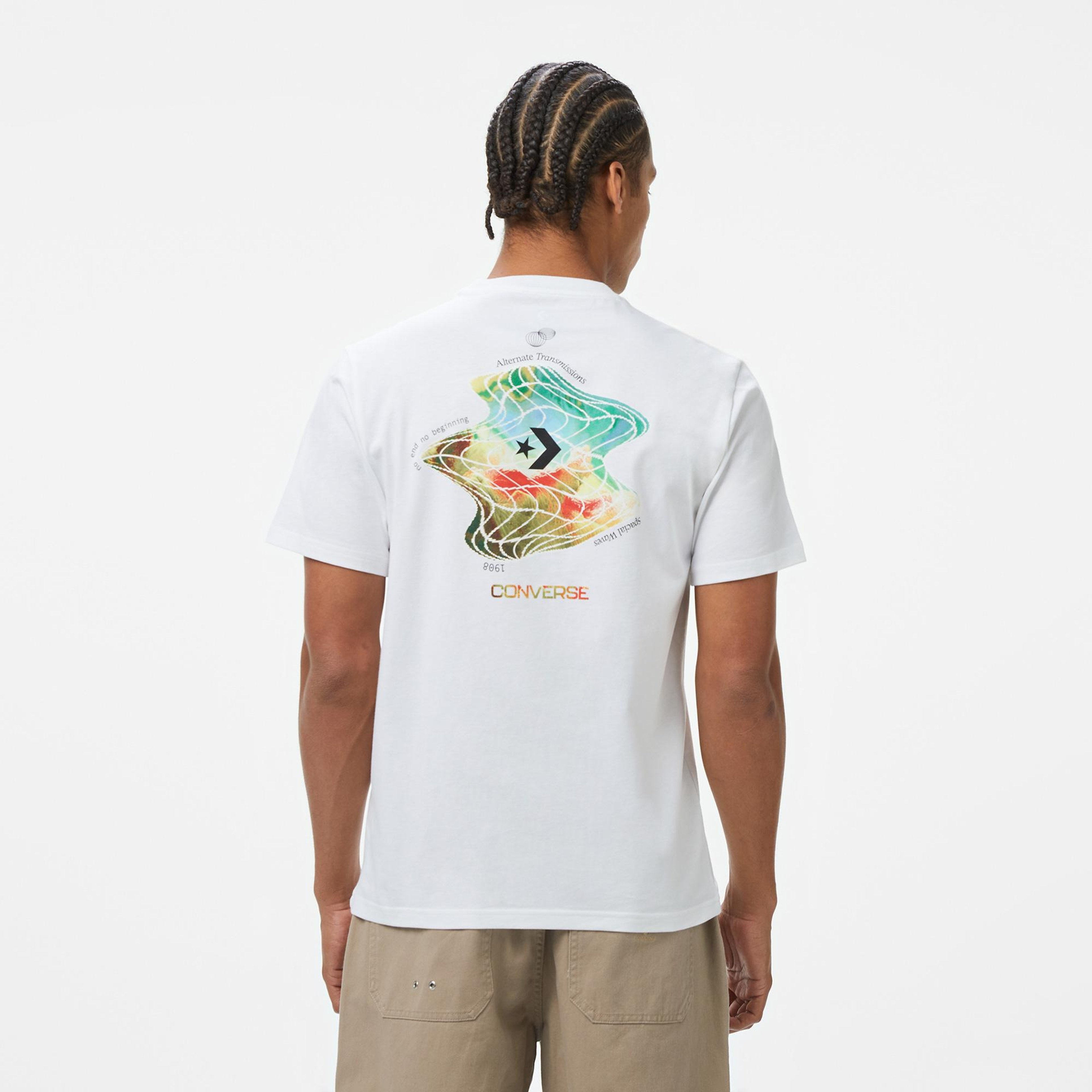 Converse Loose Fit Erkek Grafik Baskılı Beyaz T-Shirt