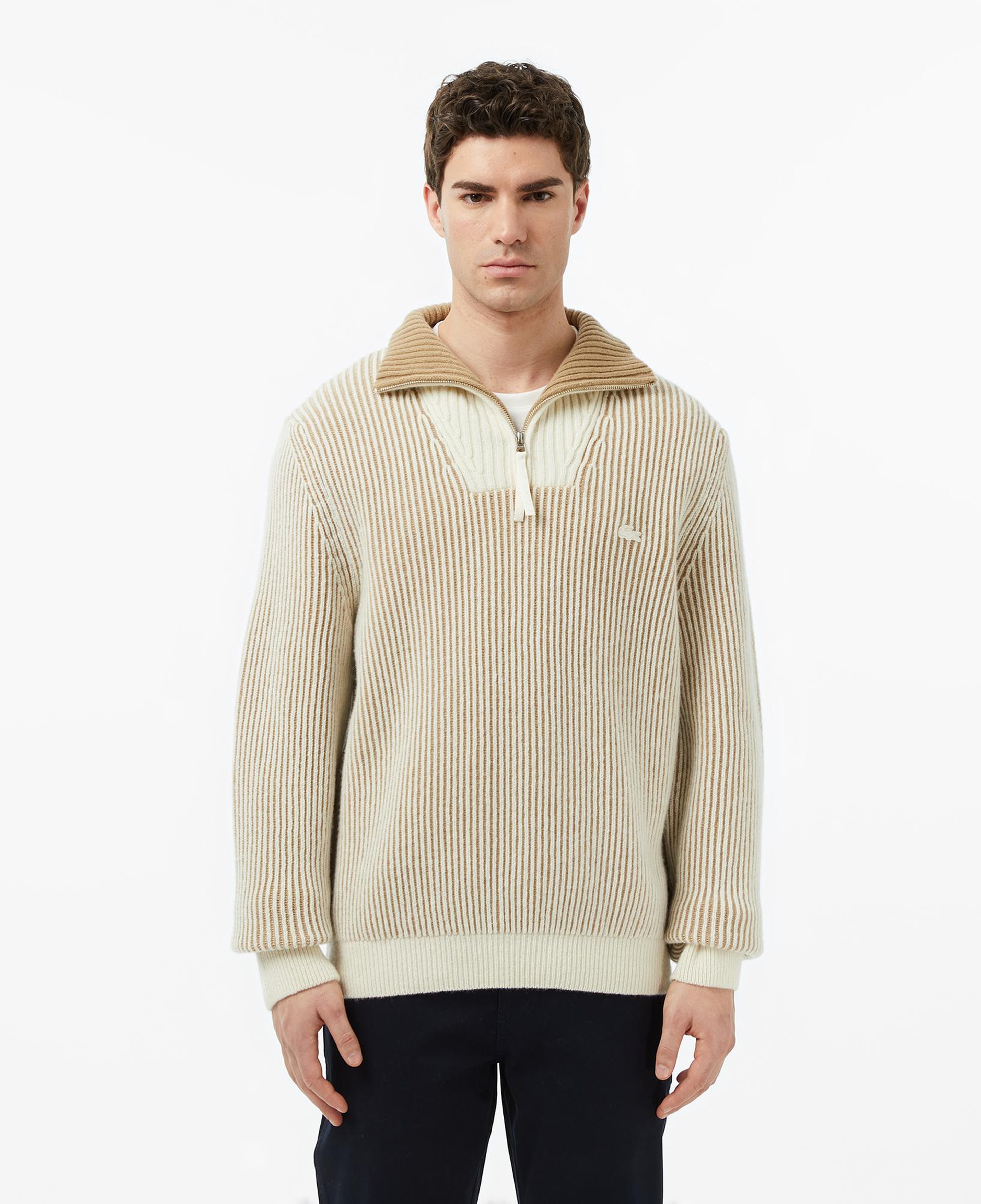 Erkek Classic Fit Polo Yaka Krem Kazak