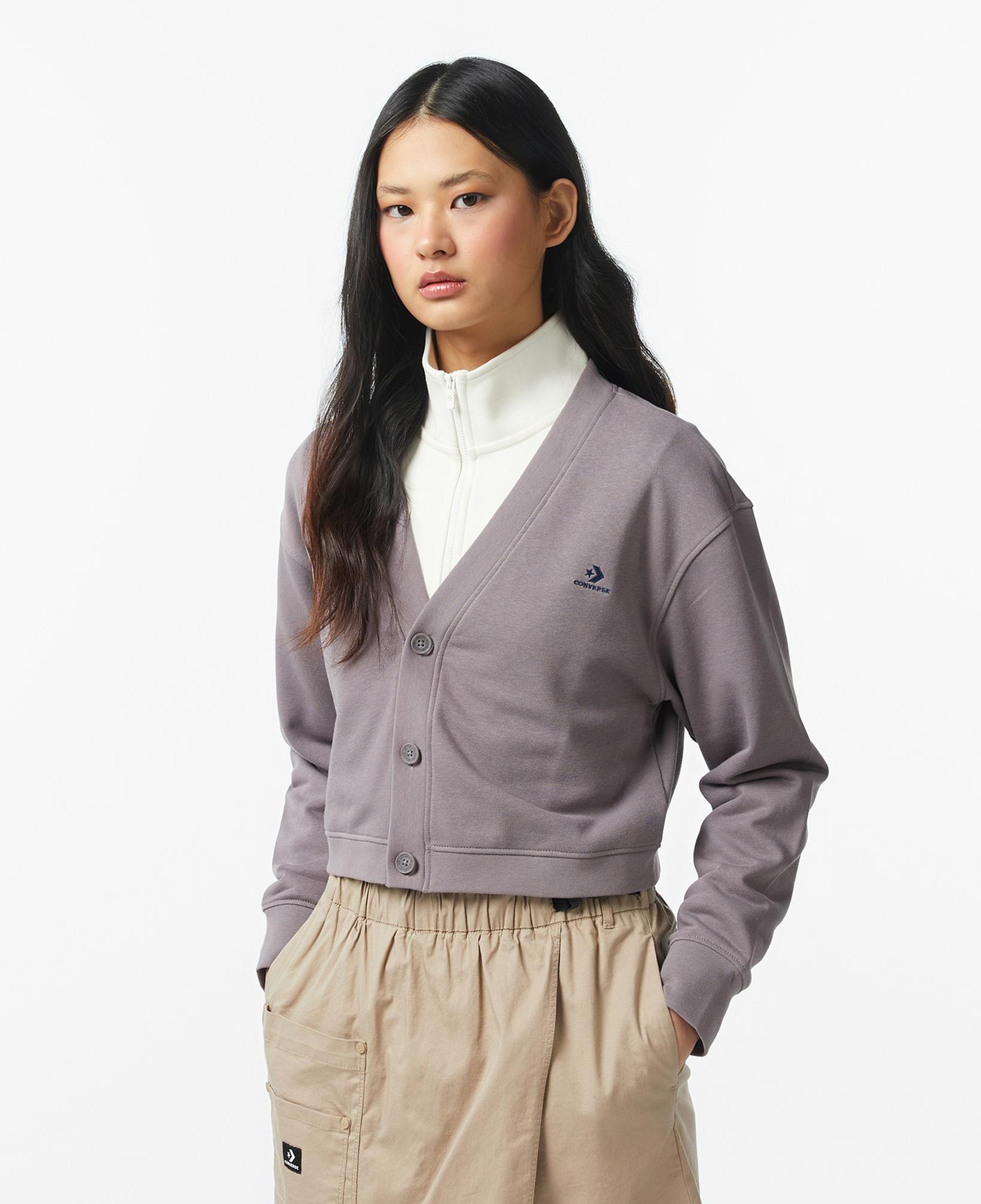 Converse Classic Terry Cardigan Dahlia Dust Kadın Gri Hırka