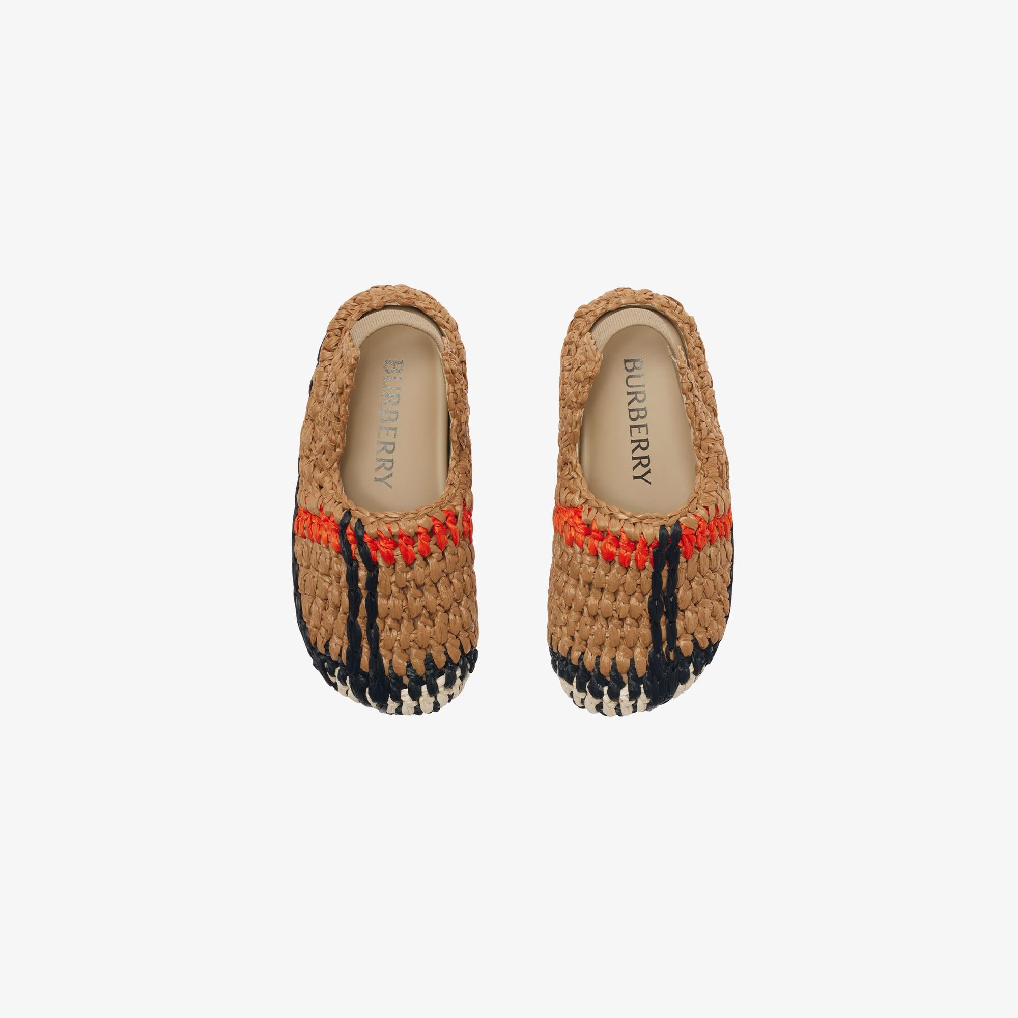Burberry Cleeve Raffia Çocuk Bej Yün Karışımlı Sandalet