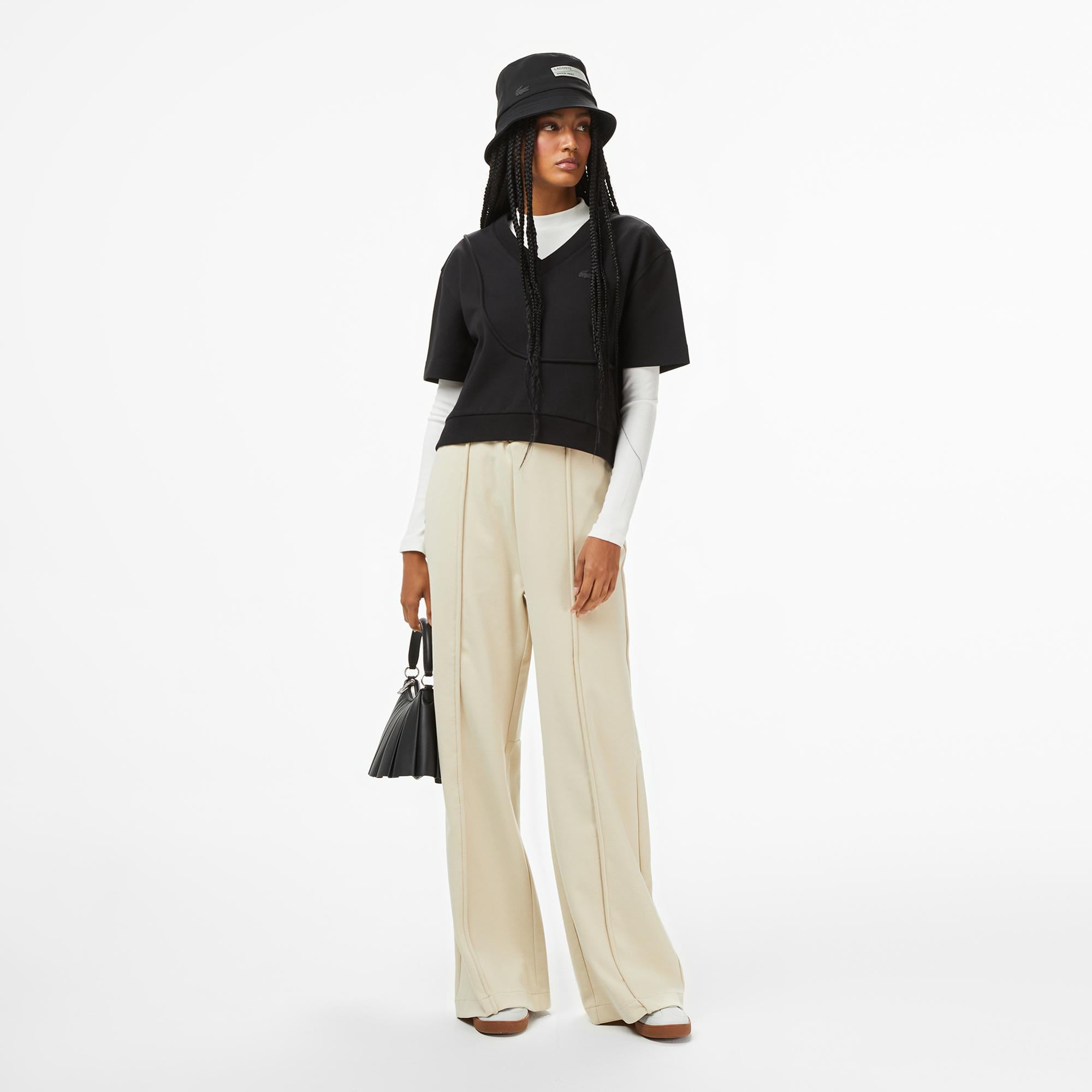 Lacoste x House of SuperStep Relaxed Fit Kadın Bej Eşofman Altı