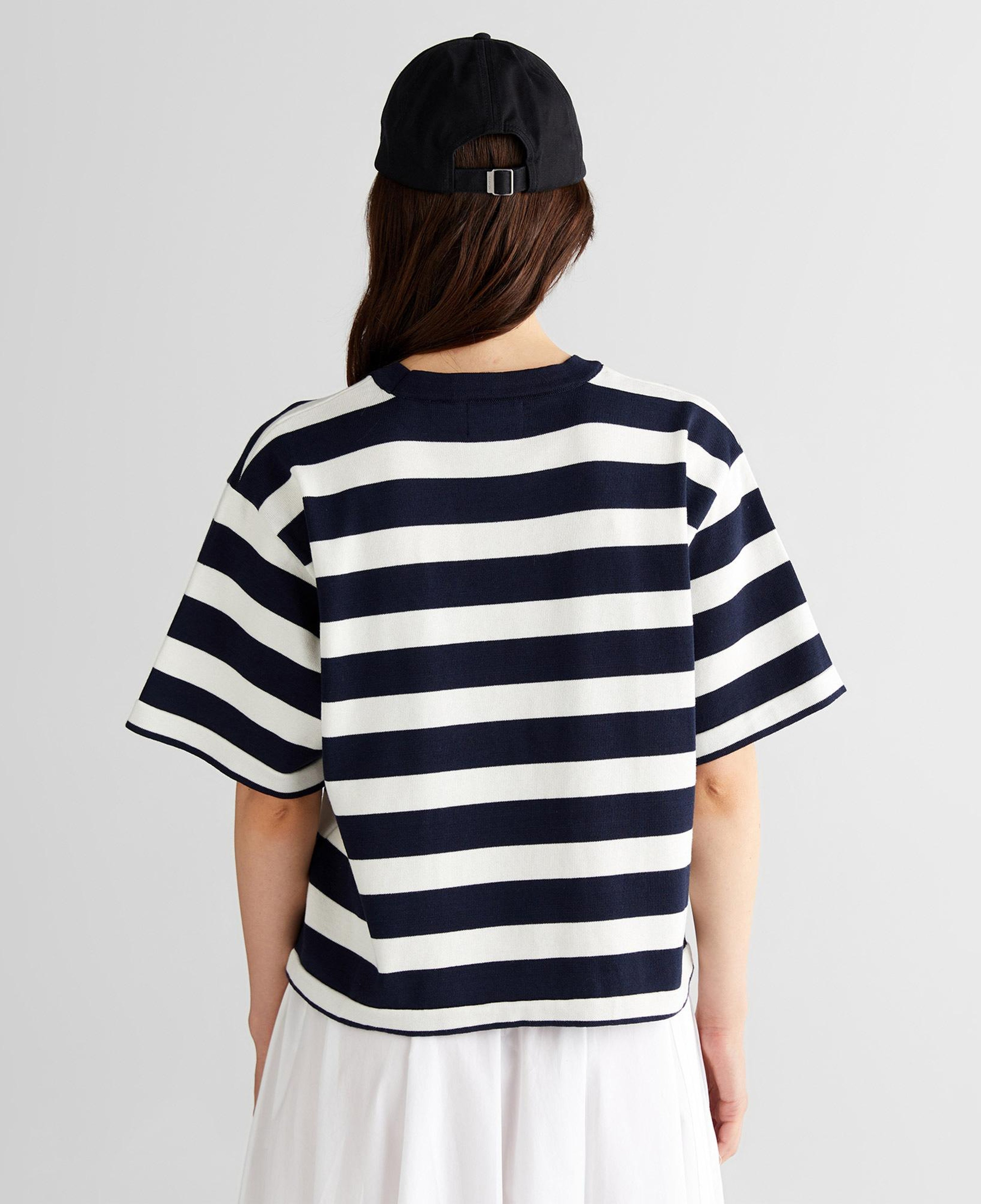 GANT Kadın Lacivert Bisiklet Yaka Çizgili Triko T-Shirt