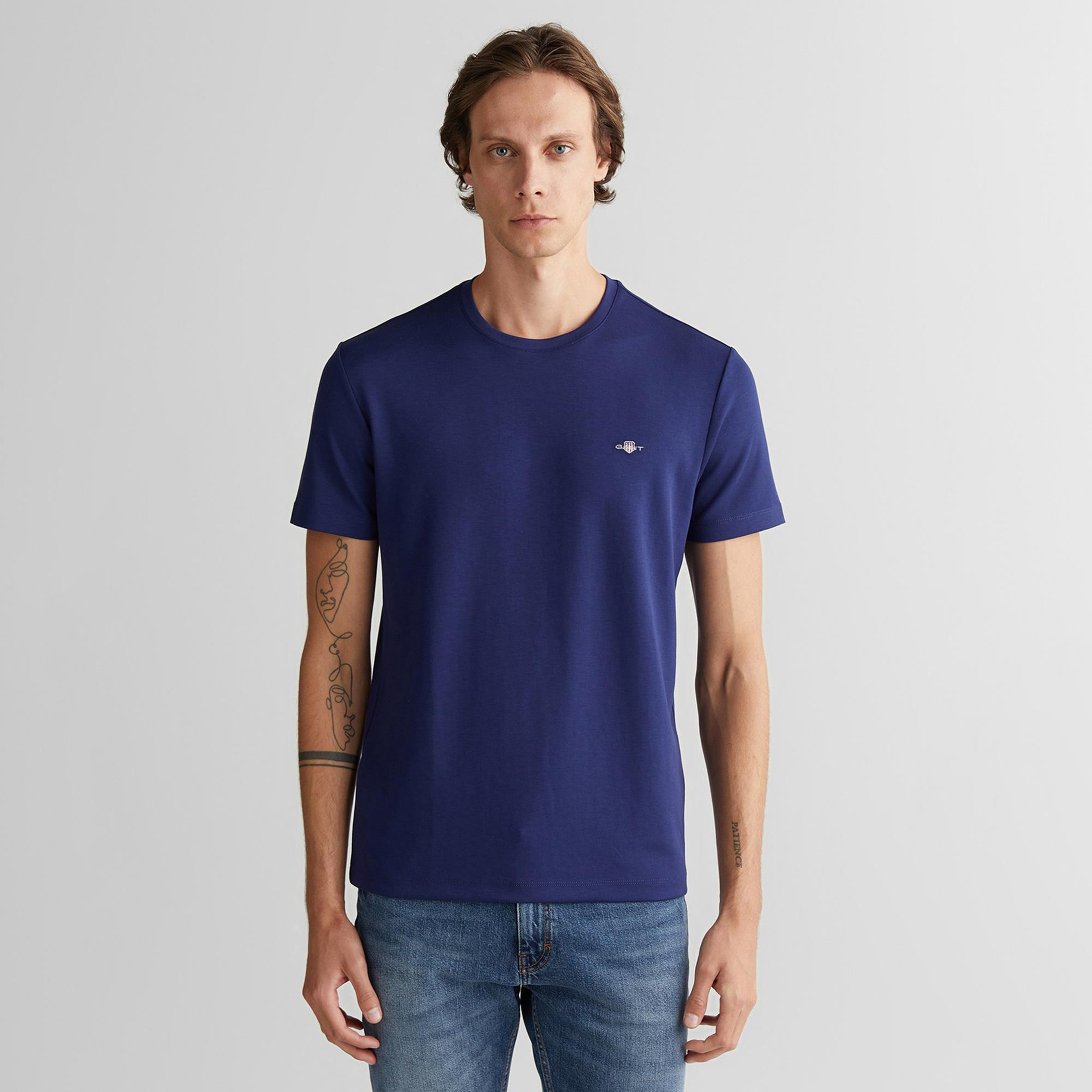 GANT Erkek Lacivert Relaxed Fit Bisiklet Yaka T-shirt